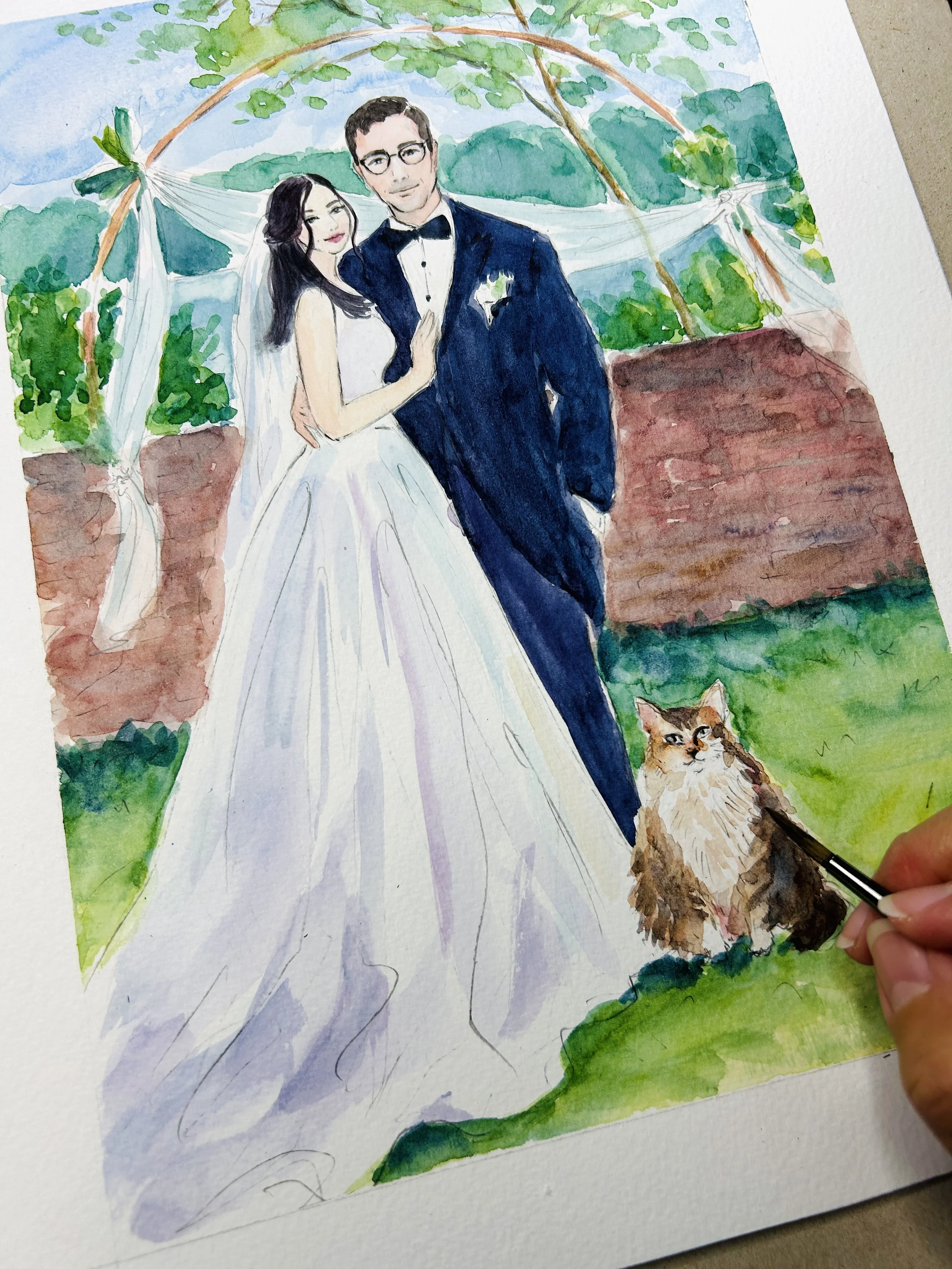 Wedding Illustration, Waterside Manor, East Sussex.