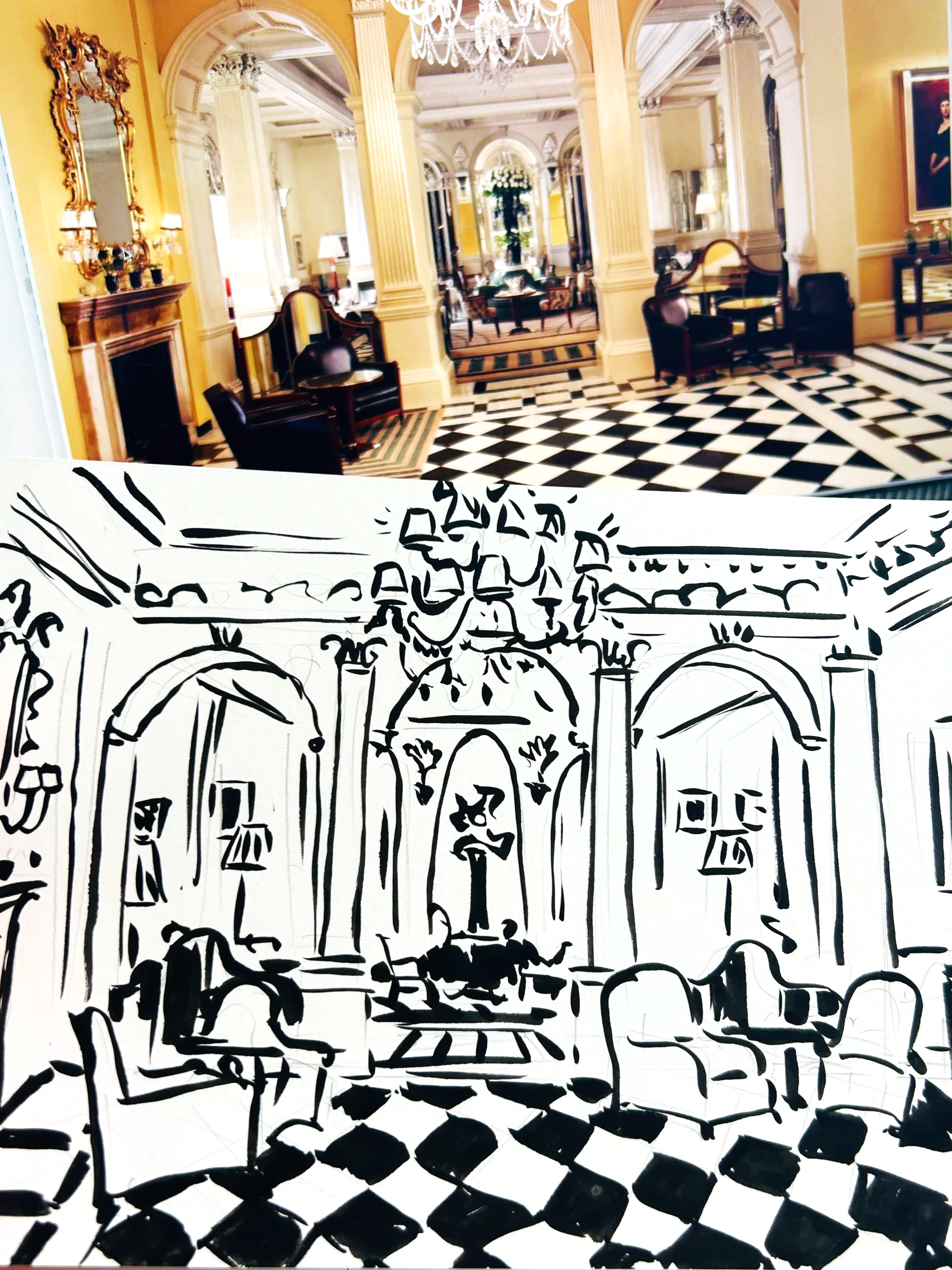 Claridge’s Hotel Interior Illustration