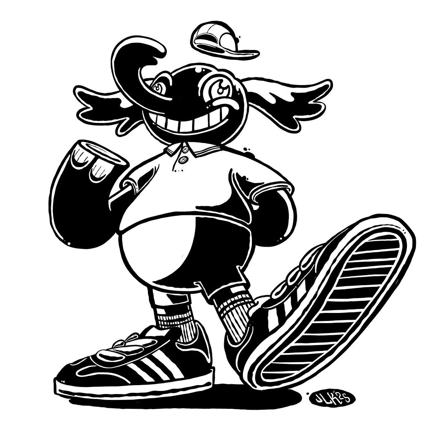 Keeping things moving along redrawing my character archive, this guy was a fun one from a couple of years back! 
Would you wear this one on a t shirt?

Slide 1- final image

Slide 2- 2023 sketch

Slide 3- Sketch

Slide 4- Line

Slide 5- Ink

Slide 6-