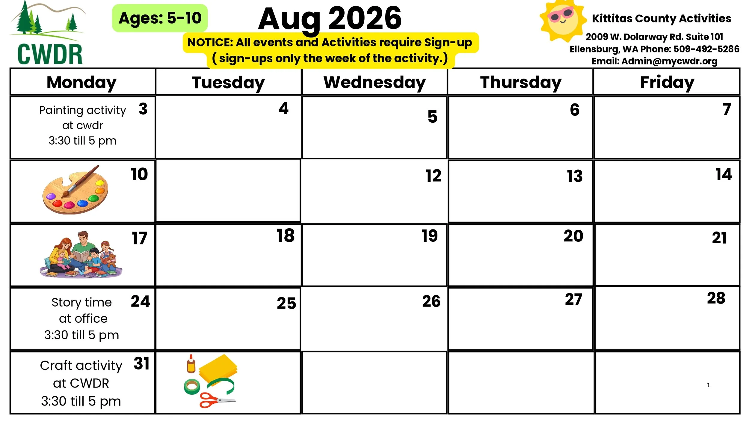 August Kittitas 5-10 (K-5th Grade)