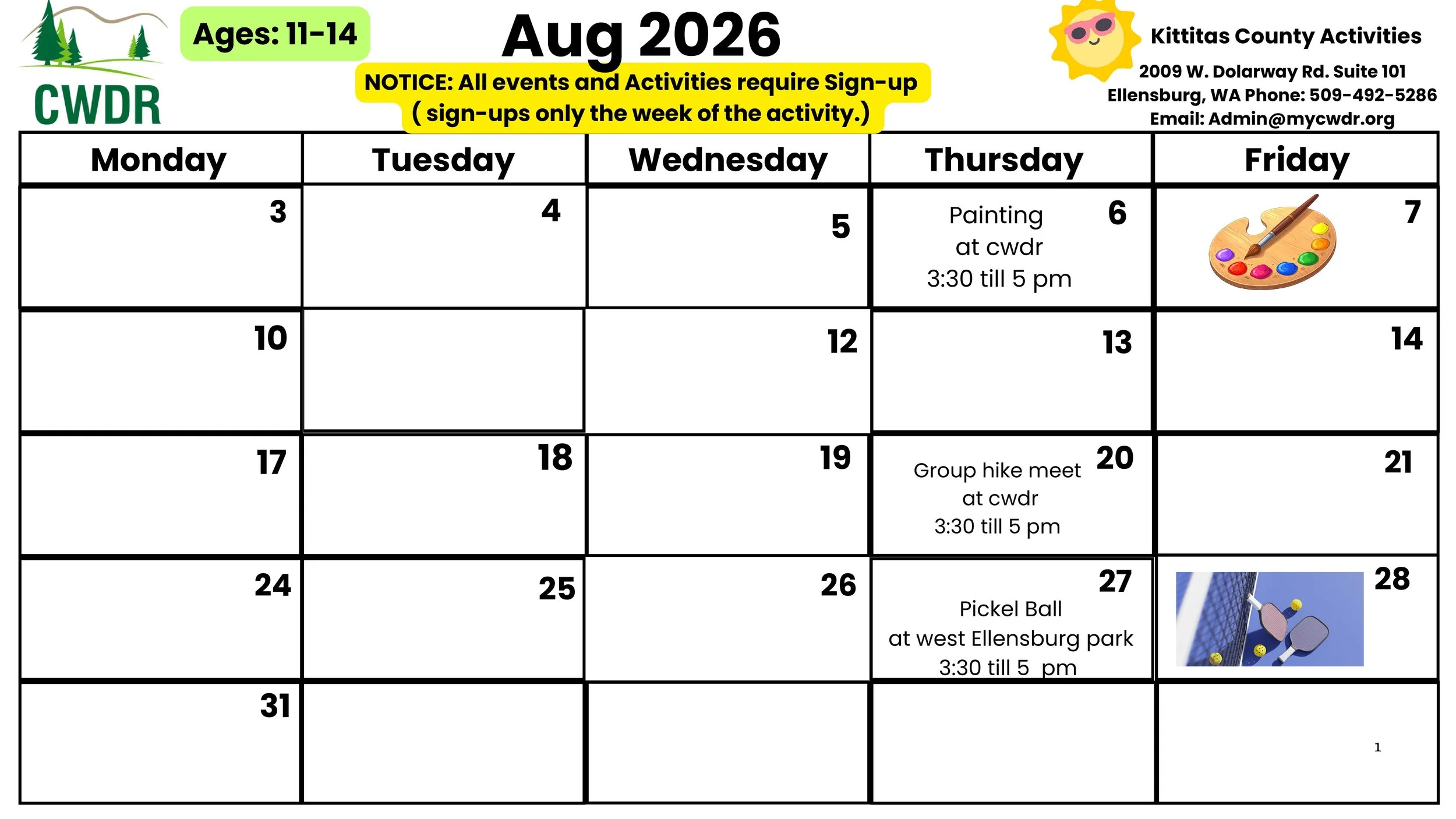 August Kittitas 11-14 (6th-8th Grade) 