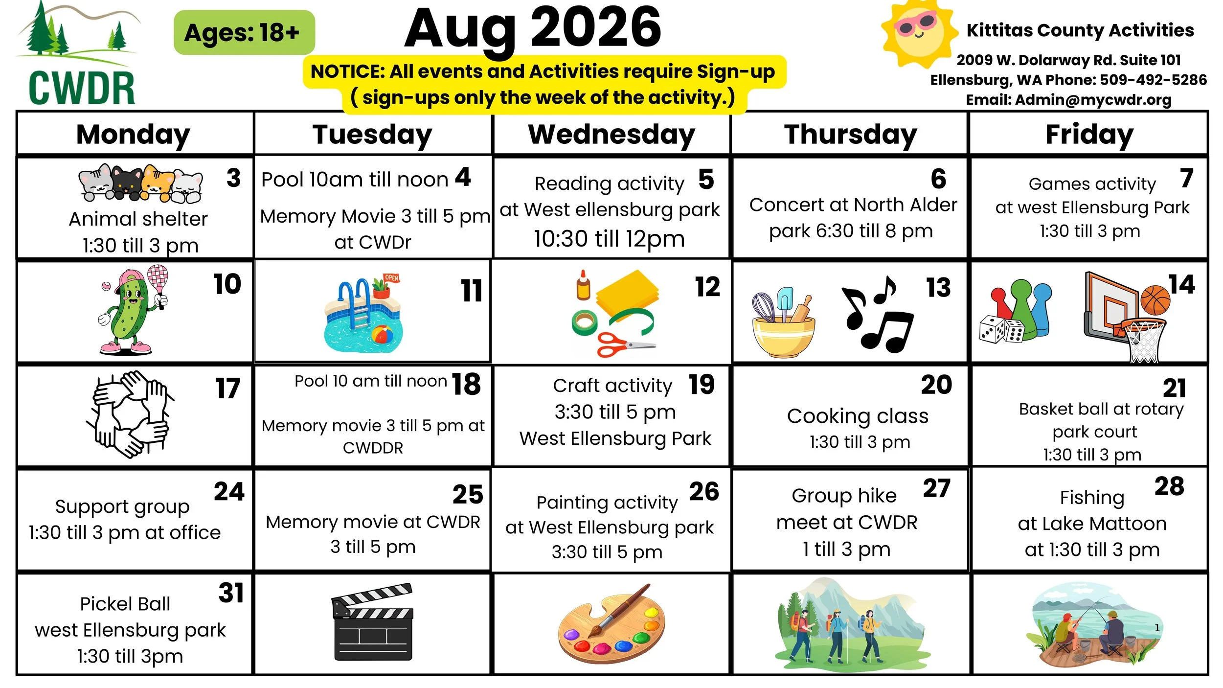 August Kittitas 18+ Calendar 