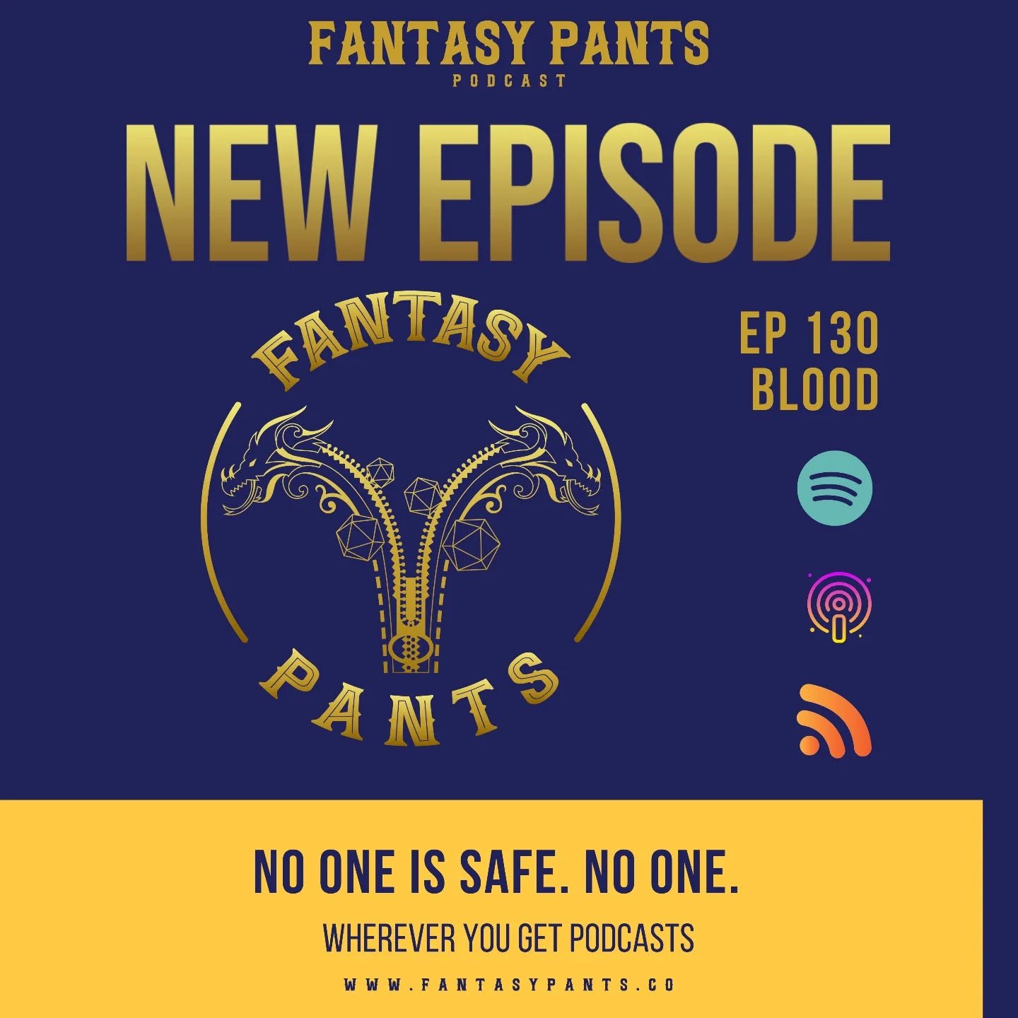 No one is safe. No one.
Except for you, you're safe. Safe to check out this week's partner @sidequestshow! Be sure to tell them Fantasy Pants sent you.
#DnDCommunity #DnDPodcast #dnd #dnd5e #TTRPGPodcast #TTRPGCommunity