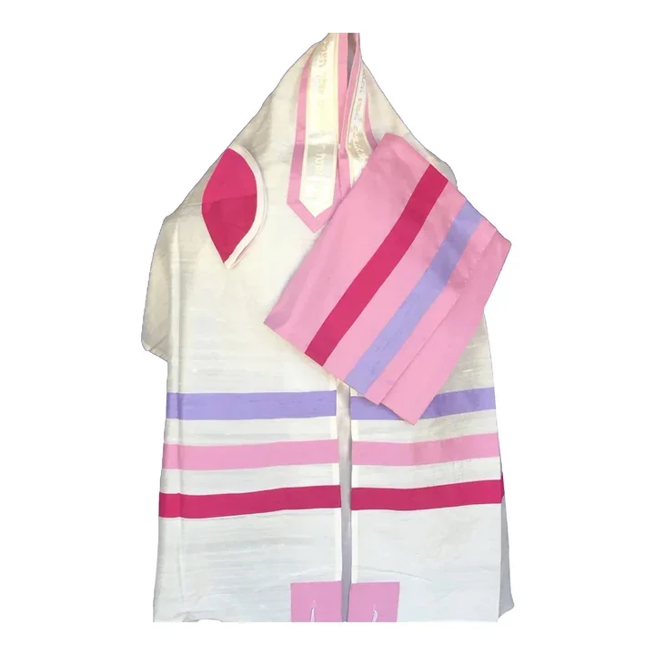 Ade-726_Raw_silk_with_pinks_and_Lavender_stripes_Tallit.webp