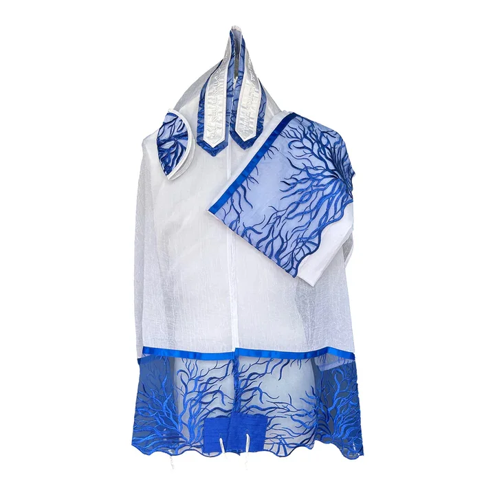 Ade-133_White_chiffon_with_royal_blue_branch_lace_tallit.webp
