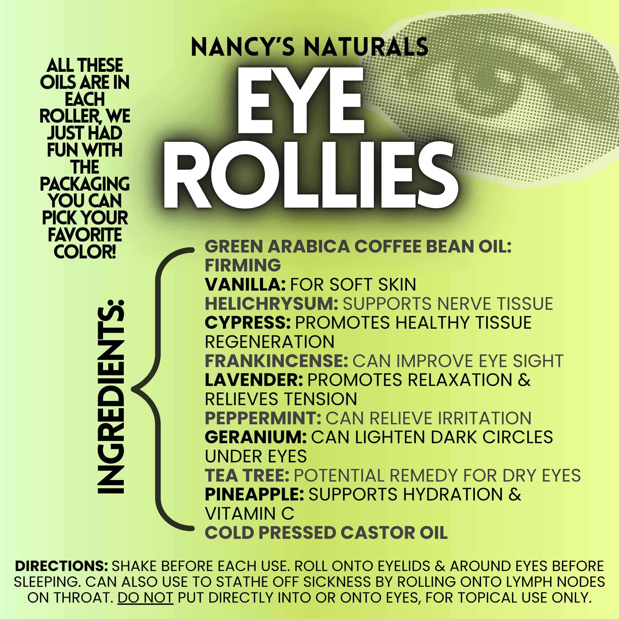 Eye Rollies - Castor Oil Eye Care (can help cataracts, dry eye, floaties & more)