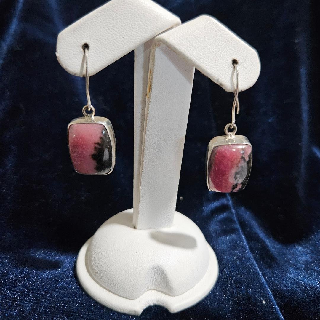 Rhodochrosite Sterling Silver Earrings