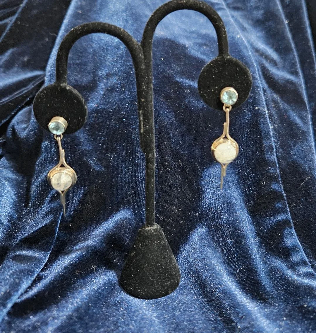 Blue Topaz & Moonstone Sterling Silver Earrings