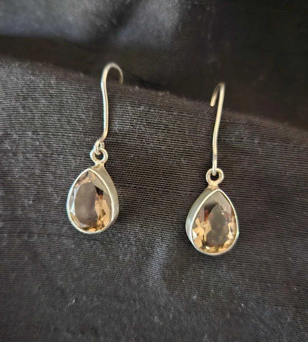 Elegant Teardrop Smokey Quartz Earrings