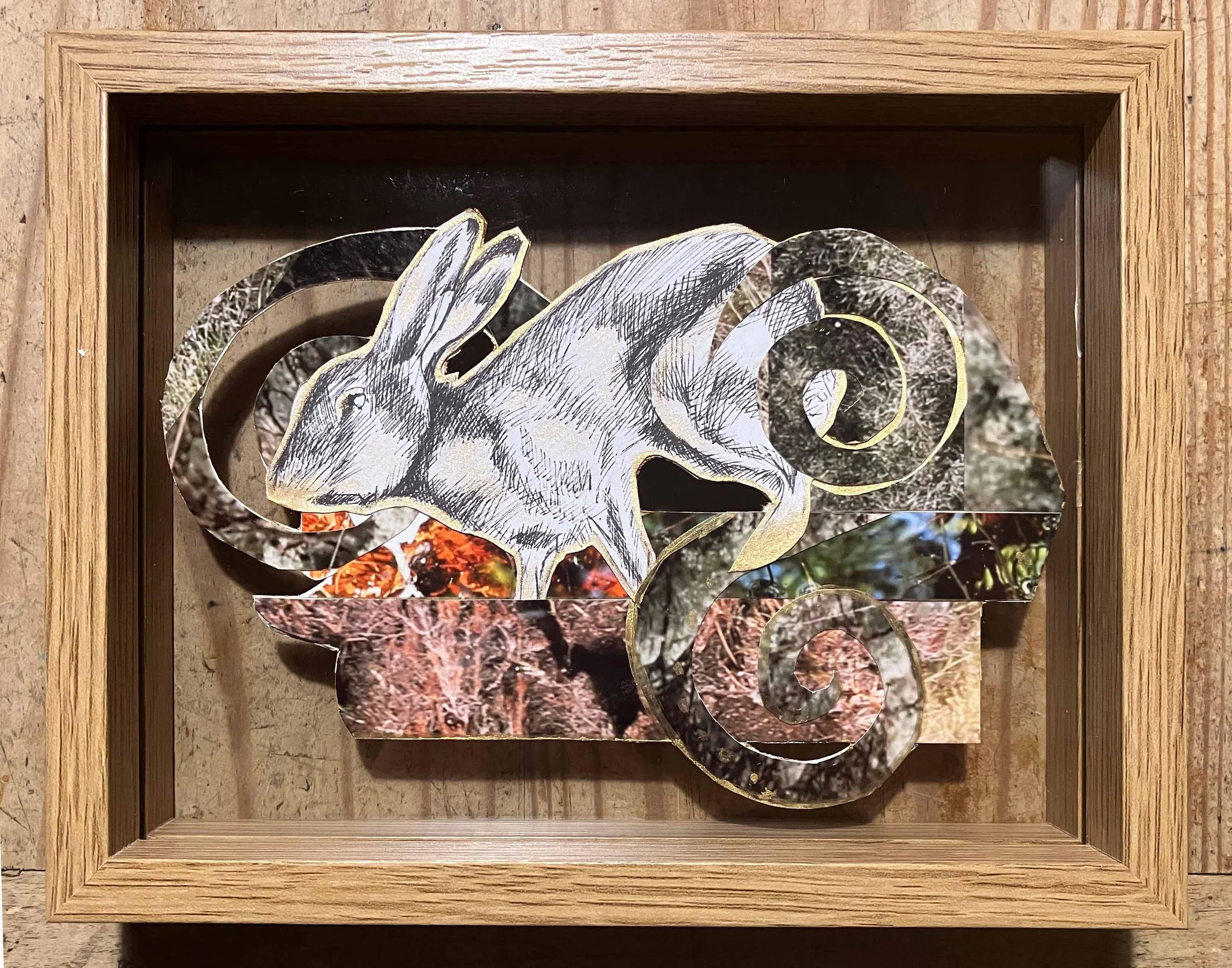 2025 Hill of the Hares, mixed media collage 