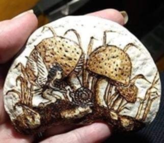 Double Mushroom Pyrography 1