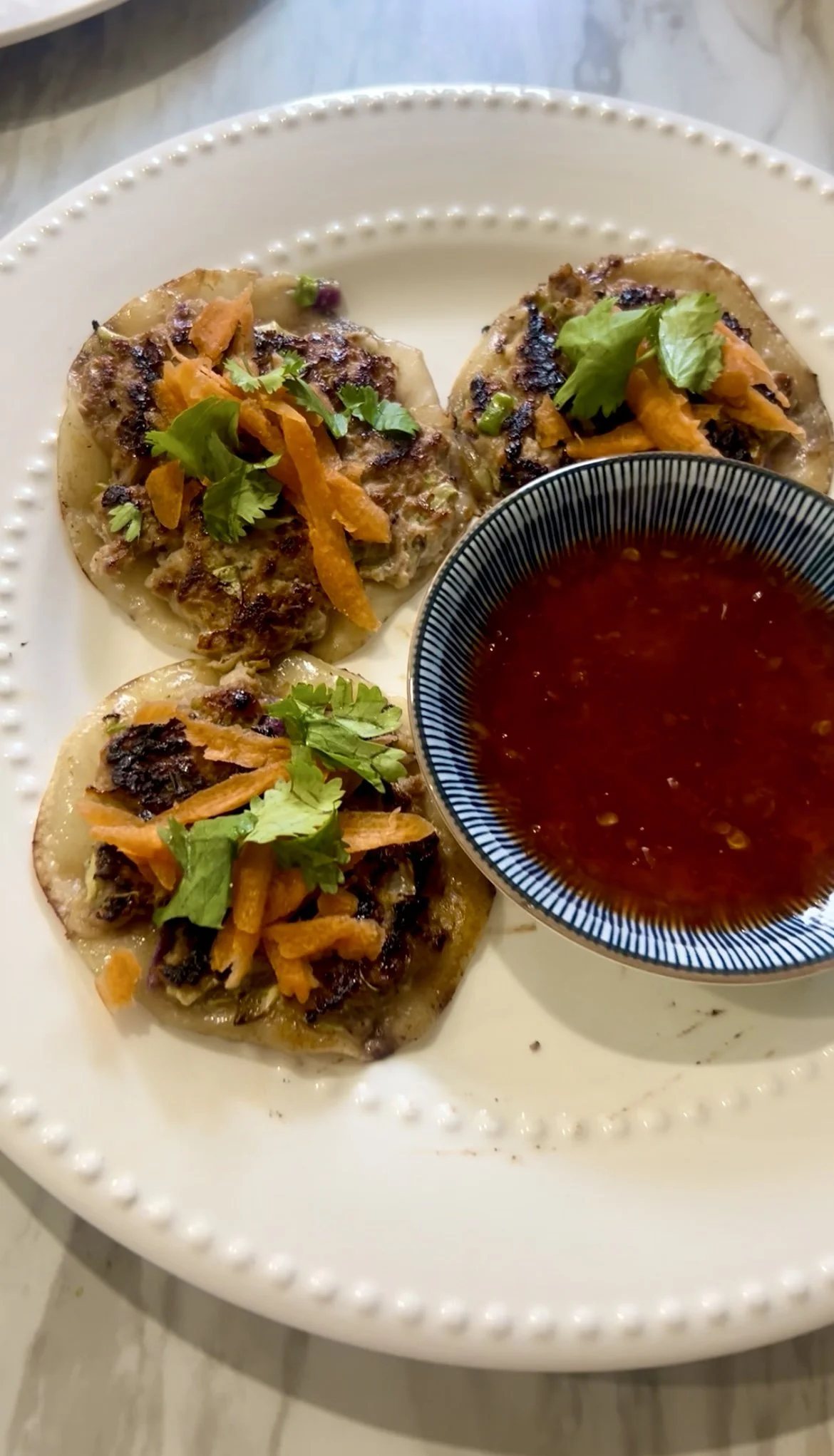 Pork Gyoza Smash Tacos