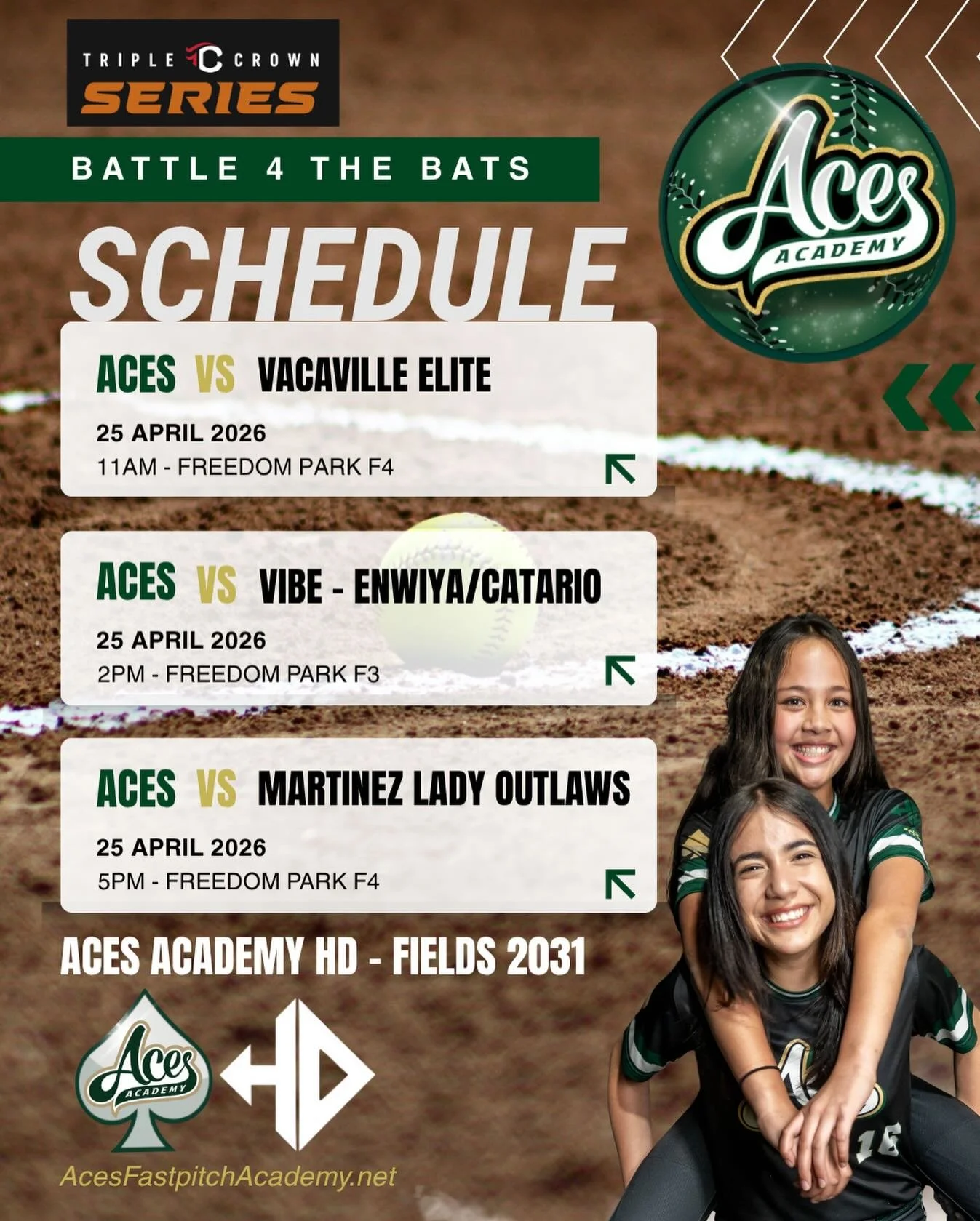 The rain is gone and we&rsquo;re ready to play this weekend! 🥎&spades;️ @acesacademyhd_fields12u_2031 @hd_performance_coaching