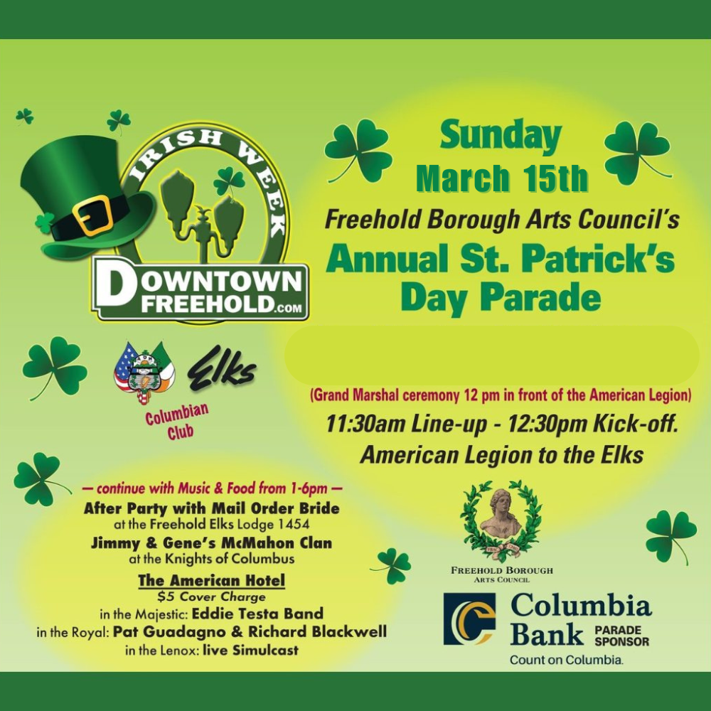 2026 Freehold Borough Arts Council’s St. Patrick’s Day Parade