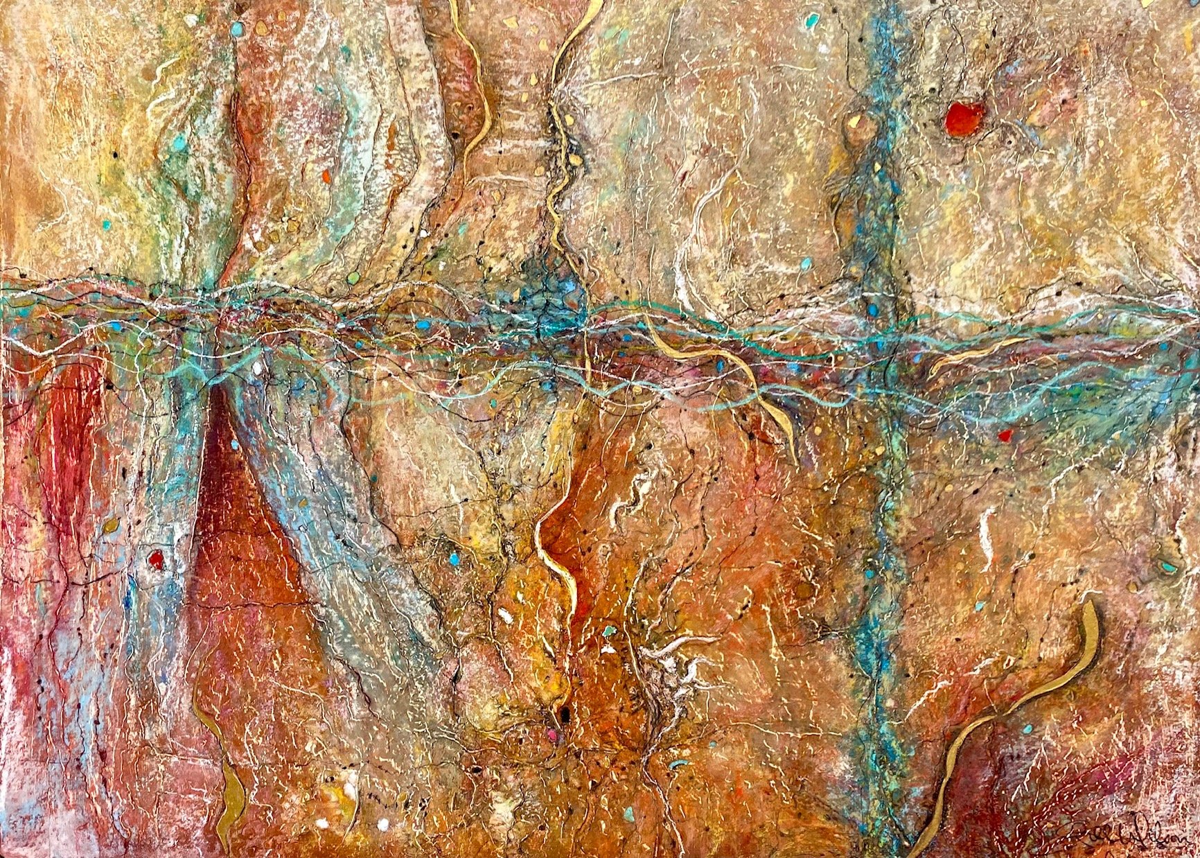 Var 10.     Opalescence 12.
Collagraphic monoprint worked over with pastel and gouache. 
Framed 99cm x 78cm.
Price 2,750.  Contact : Cooks Hill Galleries. 