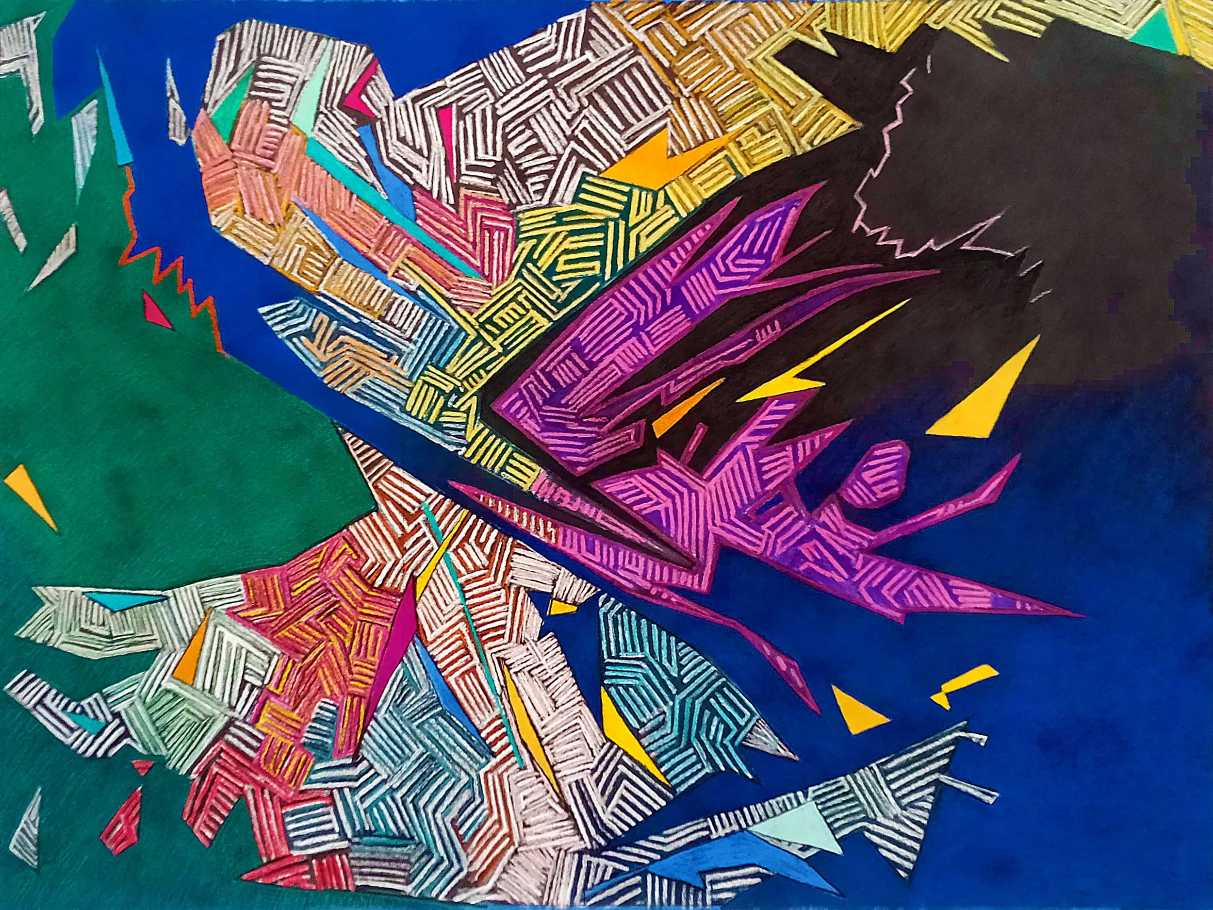 Amsterdam, 2023 (54" x 72" - Hard Pastel on Black Paper)