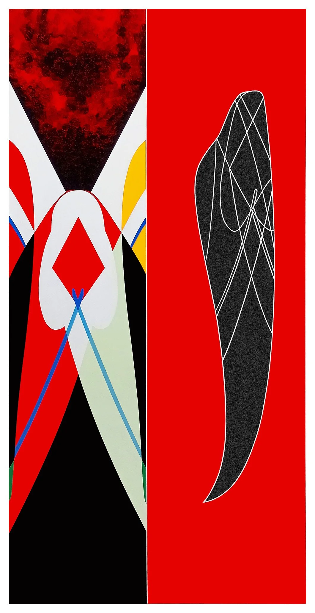  Masculin Féminin  
 Acrylic gouache and micaceous iron oxide on canvas 60" x 30" 2026
 
