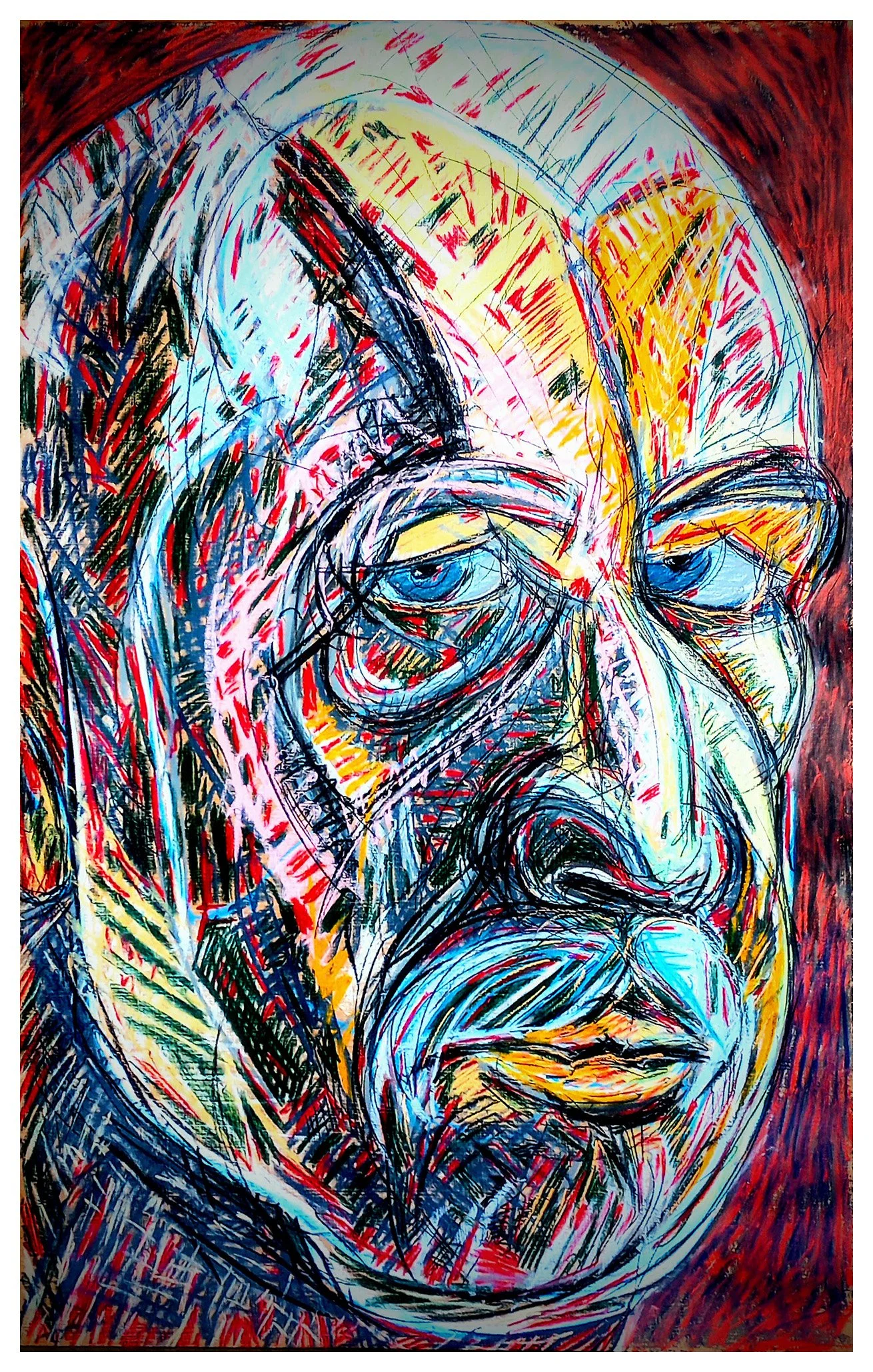   
Self portrait
  

 
Soft pastel on plywood 60" x 34" 2024
  