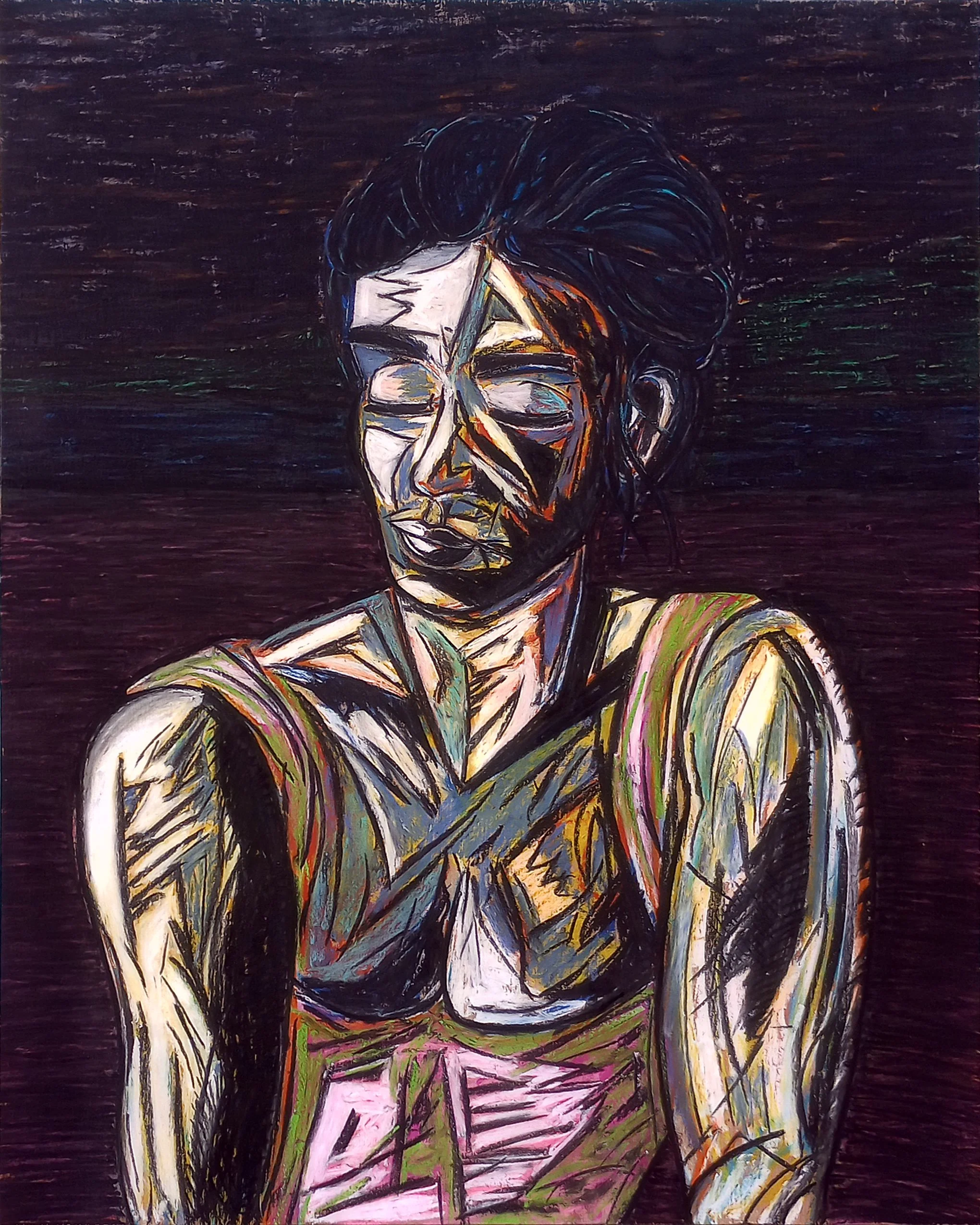 Portrait of Laura, 2024 (34" x 27" - Soft Pastel on Plywood)