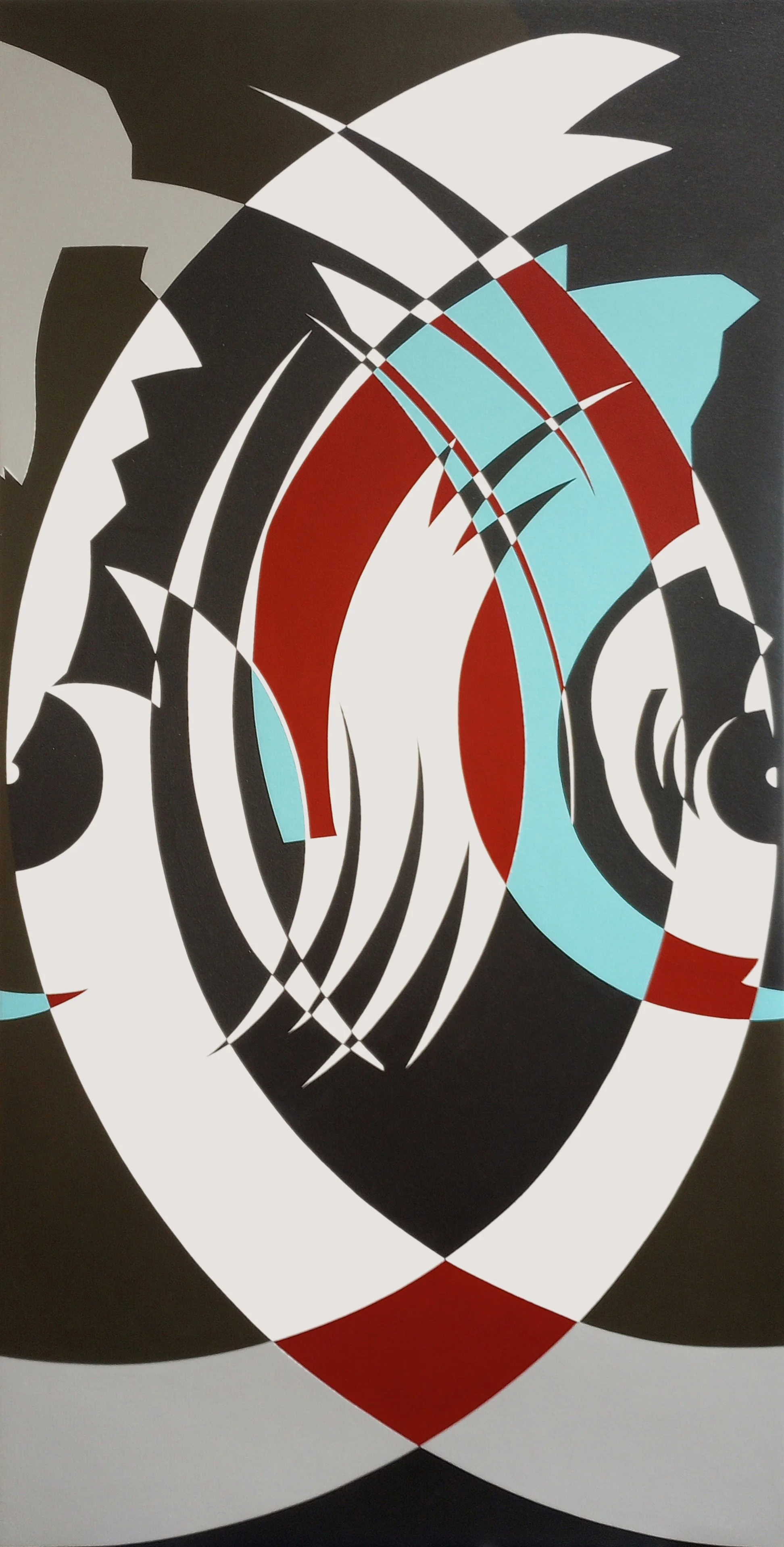 Proarke, 2025 (60" x 30" - Acrylic and micaceous iron dioxide on canvas)