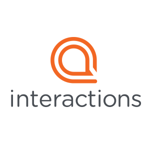 A logo featuring an orange speech bubble with a question mark inside, and the word 'interactions' beneath it.