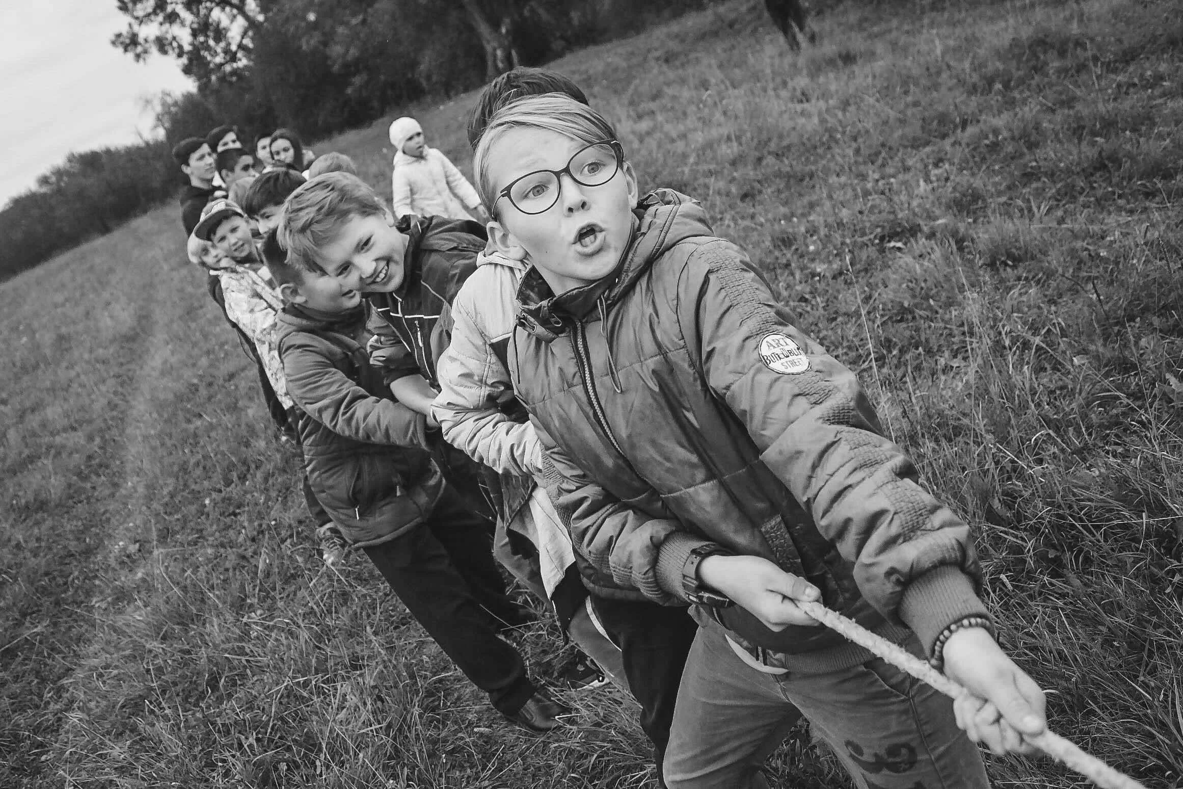 Boys at tug of war