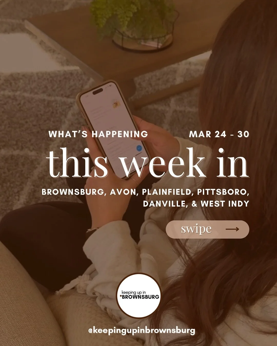 Happy Monday! This list is part of a *free* newsletter sent to email subscribers every Sunday. 

Subscribers see the&nbsp;top events happening Monday - Sunday in Brownsburg, Avon, Plainfield, Pittsboro, Danville and West Indy. 

You can get the full 