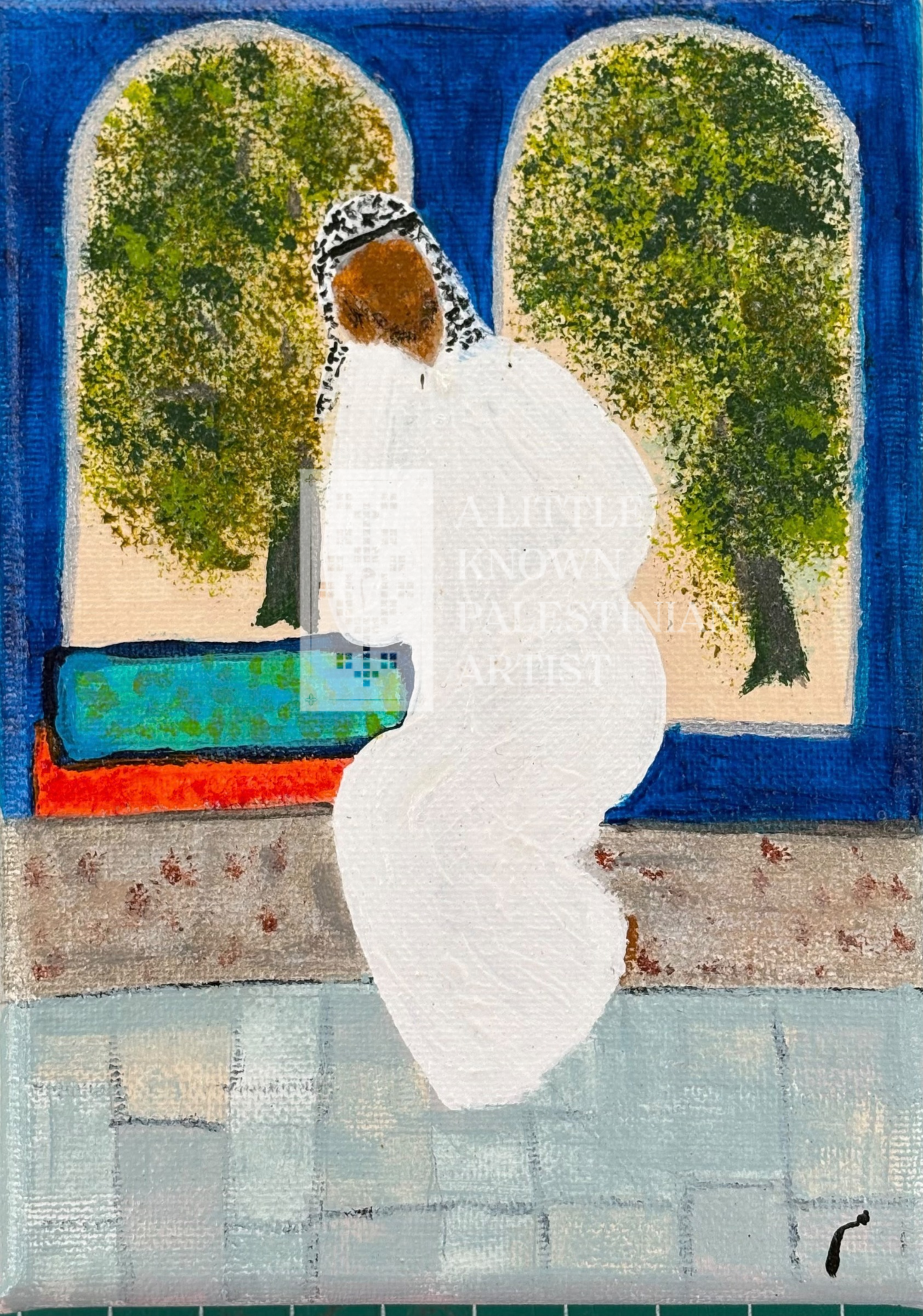 110 Afternoon in the Diwan. Acrylic on canvas. 18 x 13 cm.png