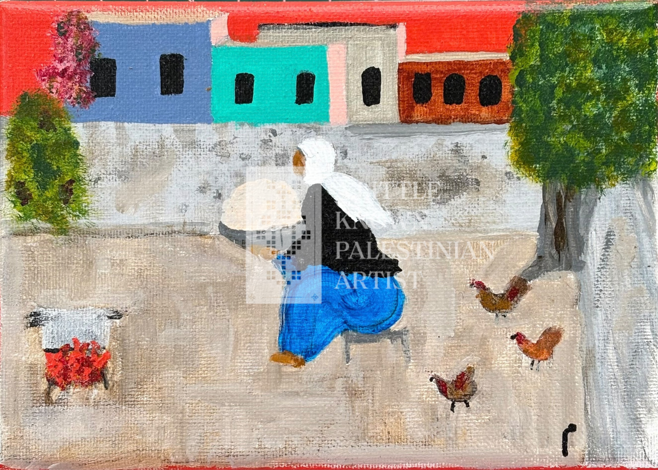 110 Making Maftoul. Acrylic on canvas. 13 x 18 cm.png