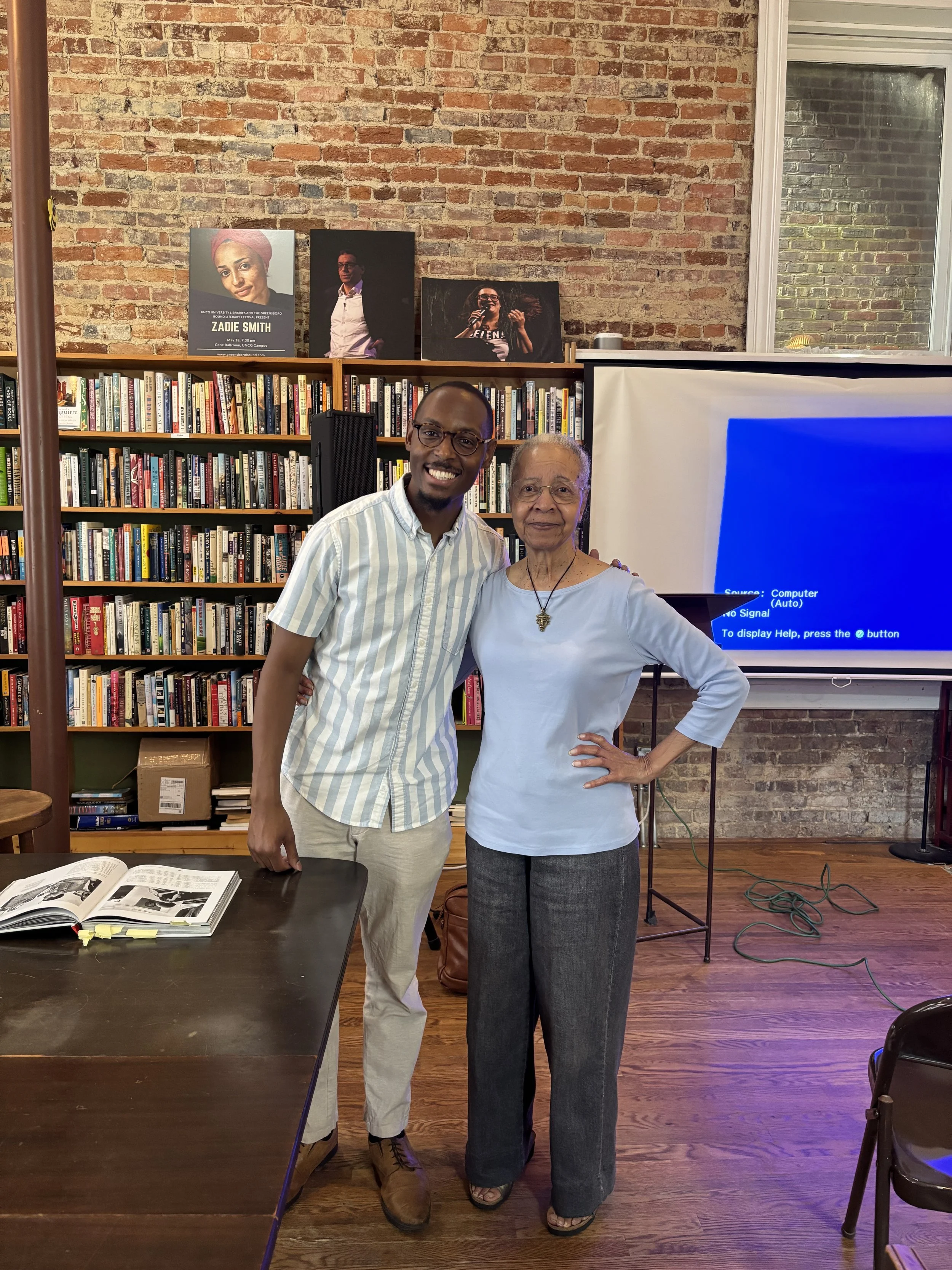   Scuppernong Books Greensboro, NC   August 9, 2025 Pictured with Dr. Willi Coleman, Founding member of Association of Black Women Historians  