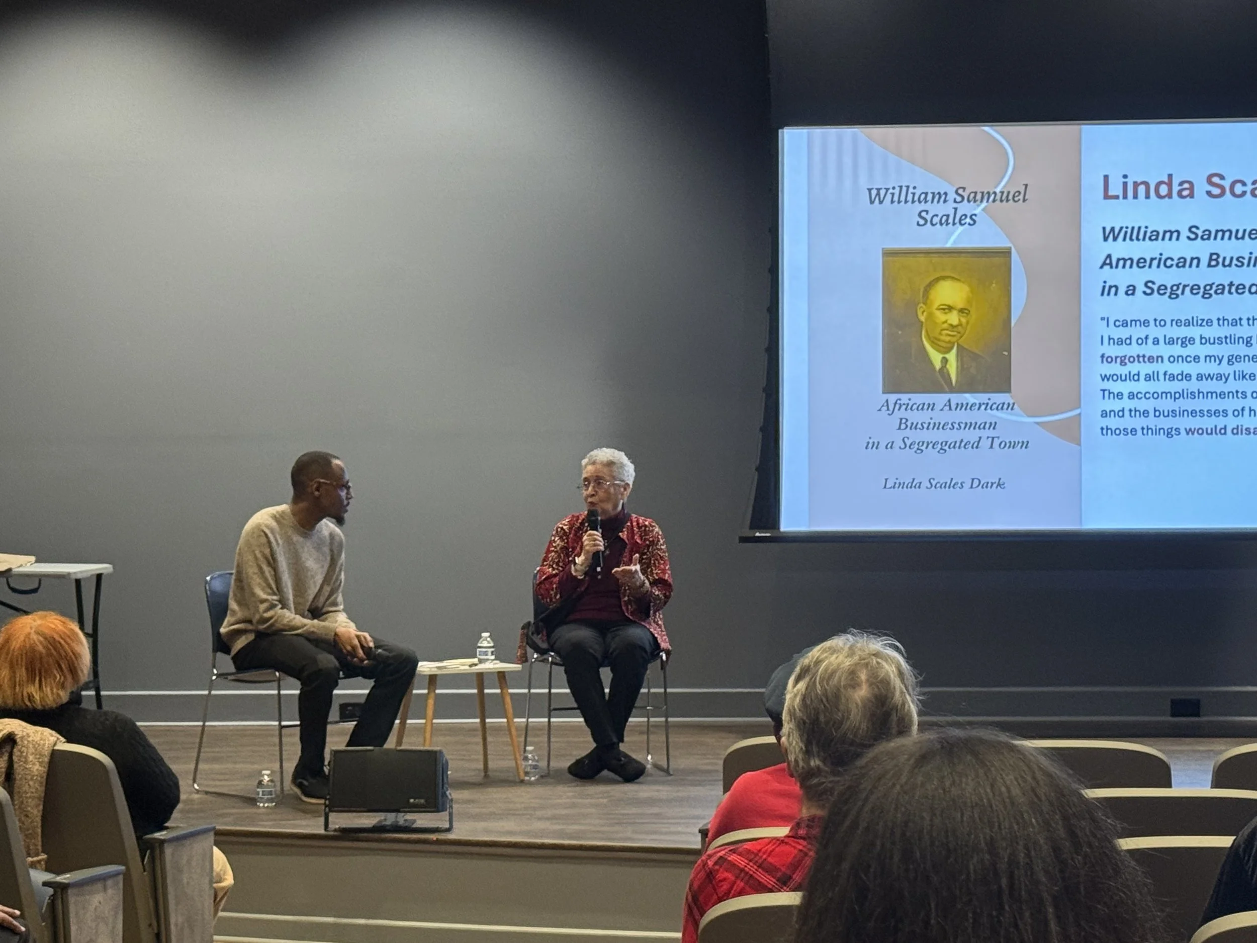   Moderator with Mrs. Linda Scales Dark,     William Samuel Scales: African American Businessman in A Segregated Town    Malloy/Jordan East Winston Heritage Center   February 19, 2026  