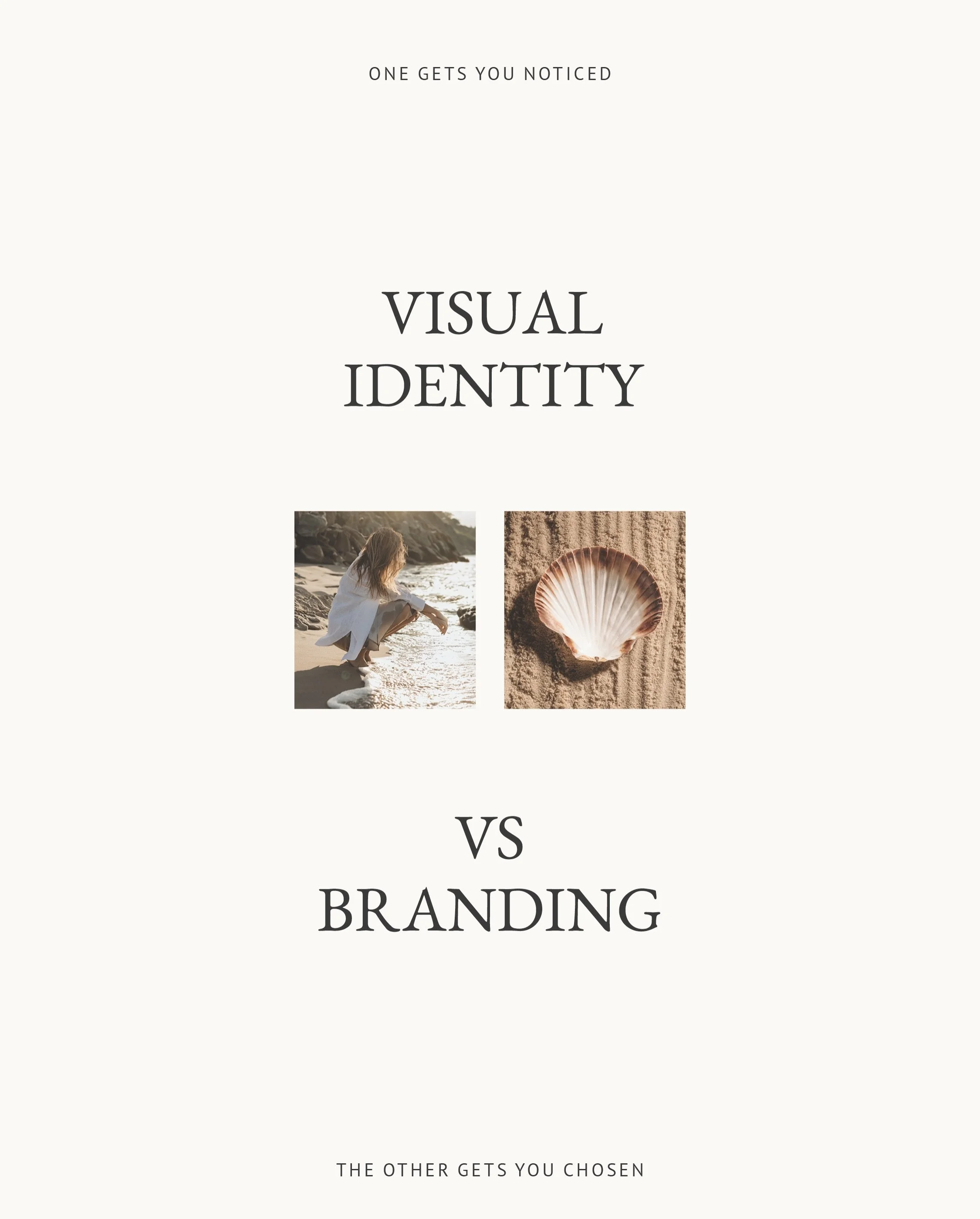 This is one of the most common mix-ups I see, and honestly, it makes complete sense why.

A visual identity is the part you can point at. You can see the logo, the colours, feel like something real has happened. And it matters. A professional presenc