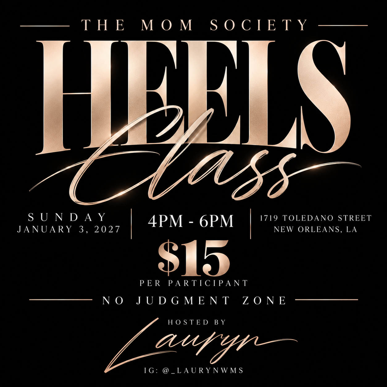 Moms Society Heels Class Jan 3,2027