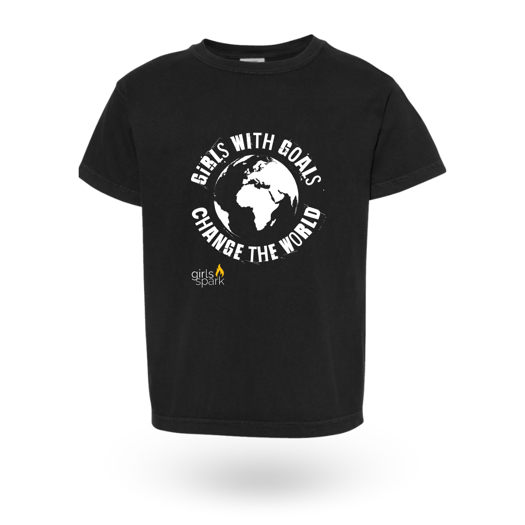Youth Tee Black- Girls with Goals Change the World.png