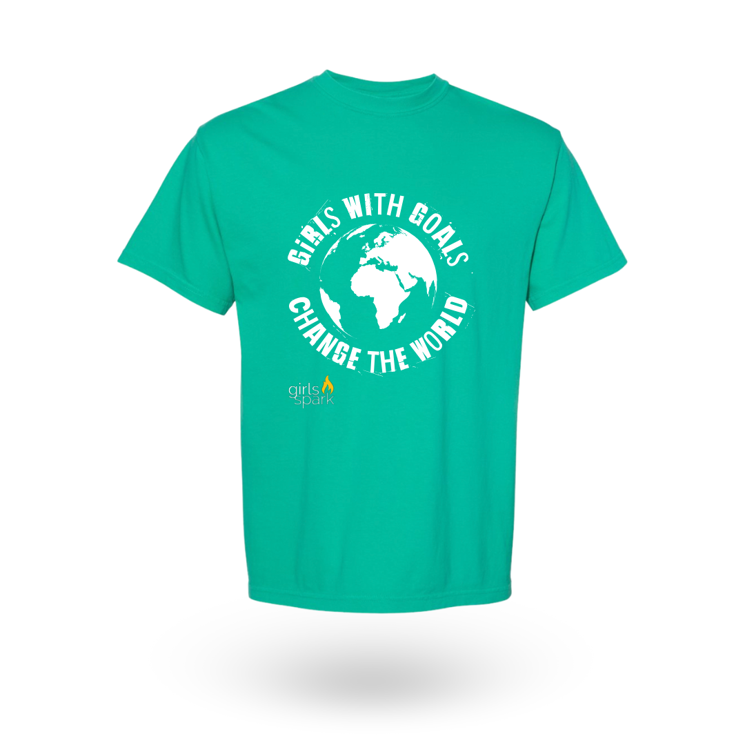 Youth Tee Green- Girls with Goals Change the World.png