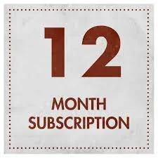 Square promotional image with large number 12 and text 'Month Subscription' below