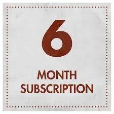 Graphic showing a large number six and the words 'Month Subscription'