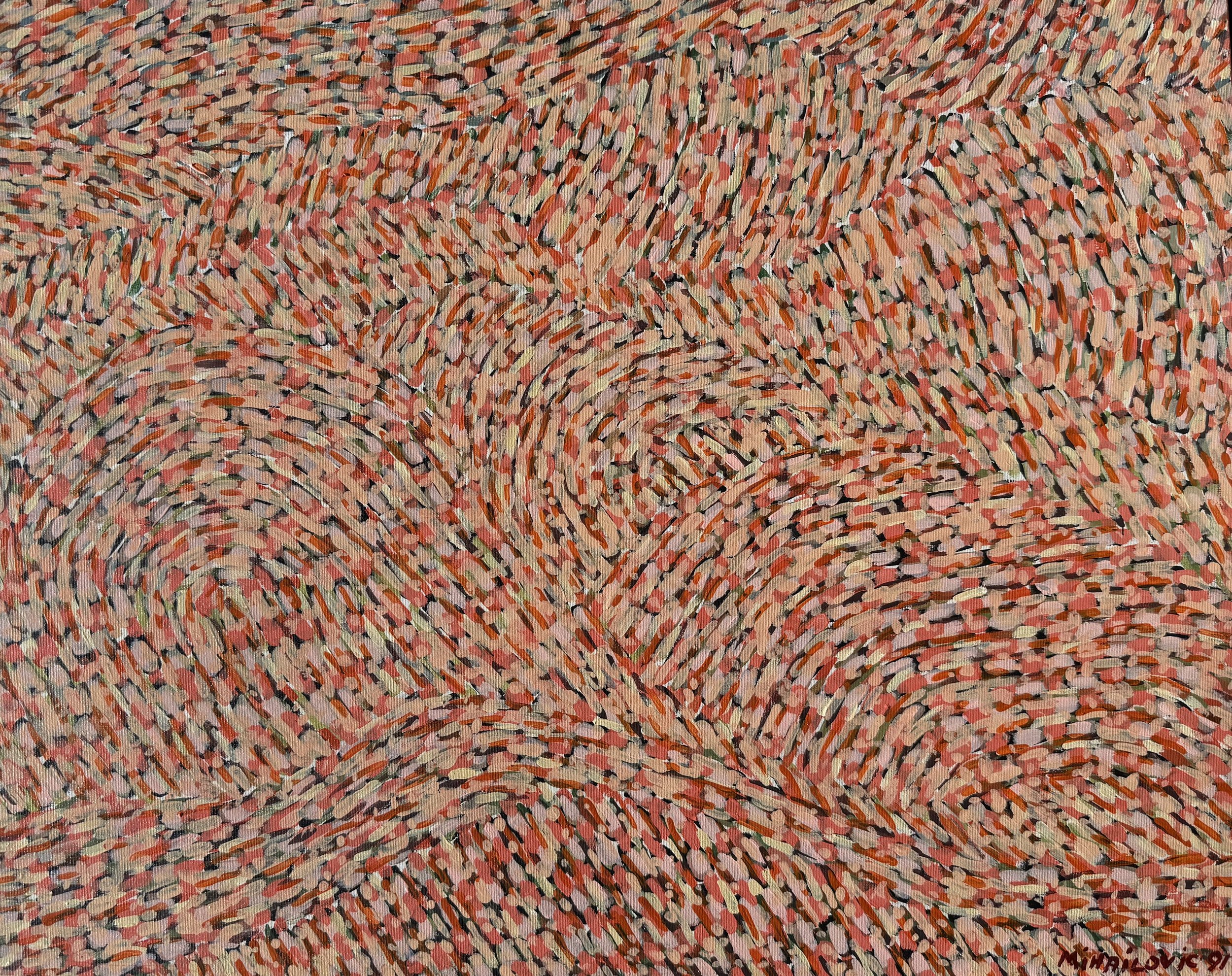 32" x 26" Abstract Oil Painting 1991 by Miodrag Mihailovic