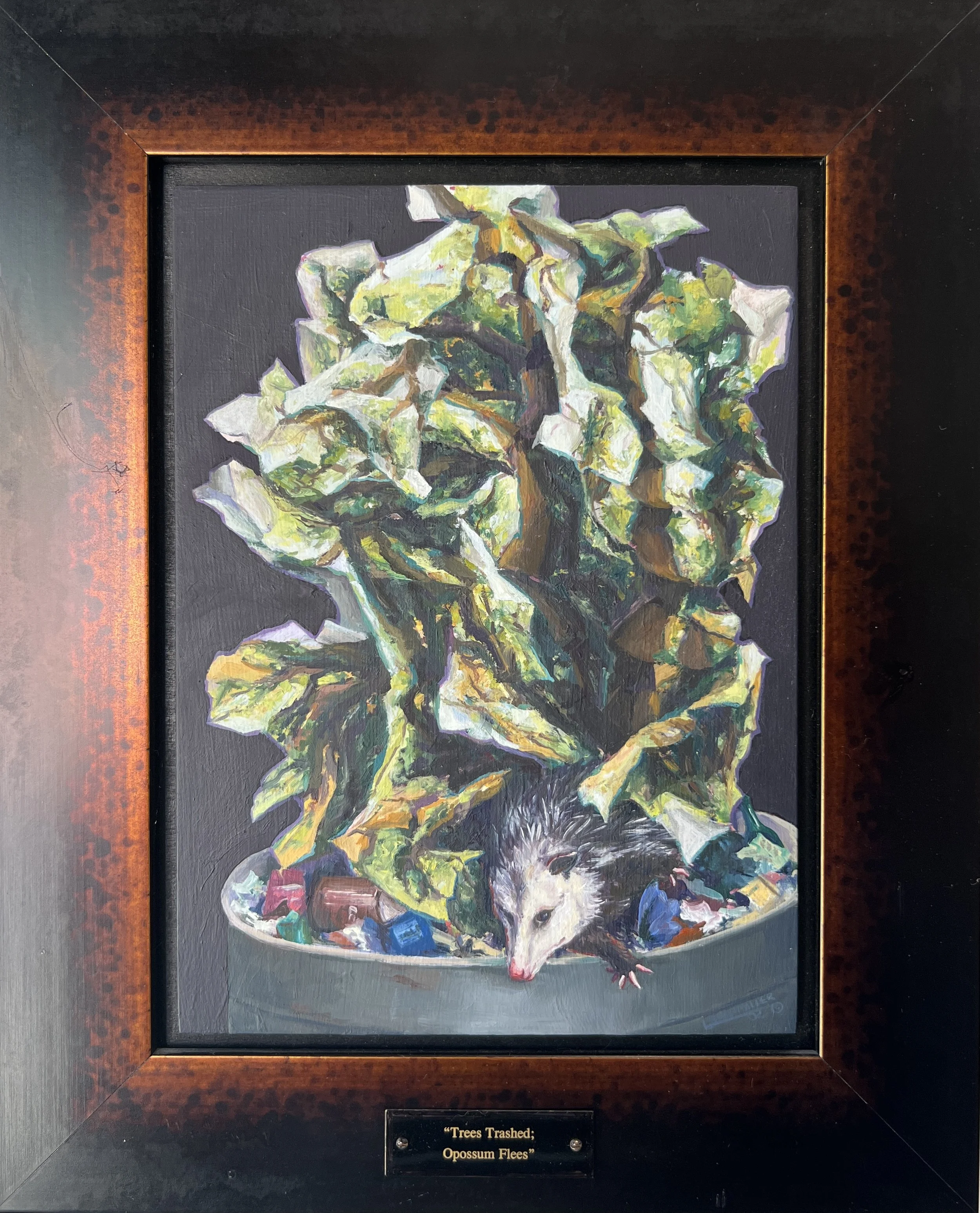 Trees Trashed; Opossum Flees by Lisa Ross Miller