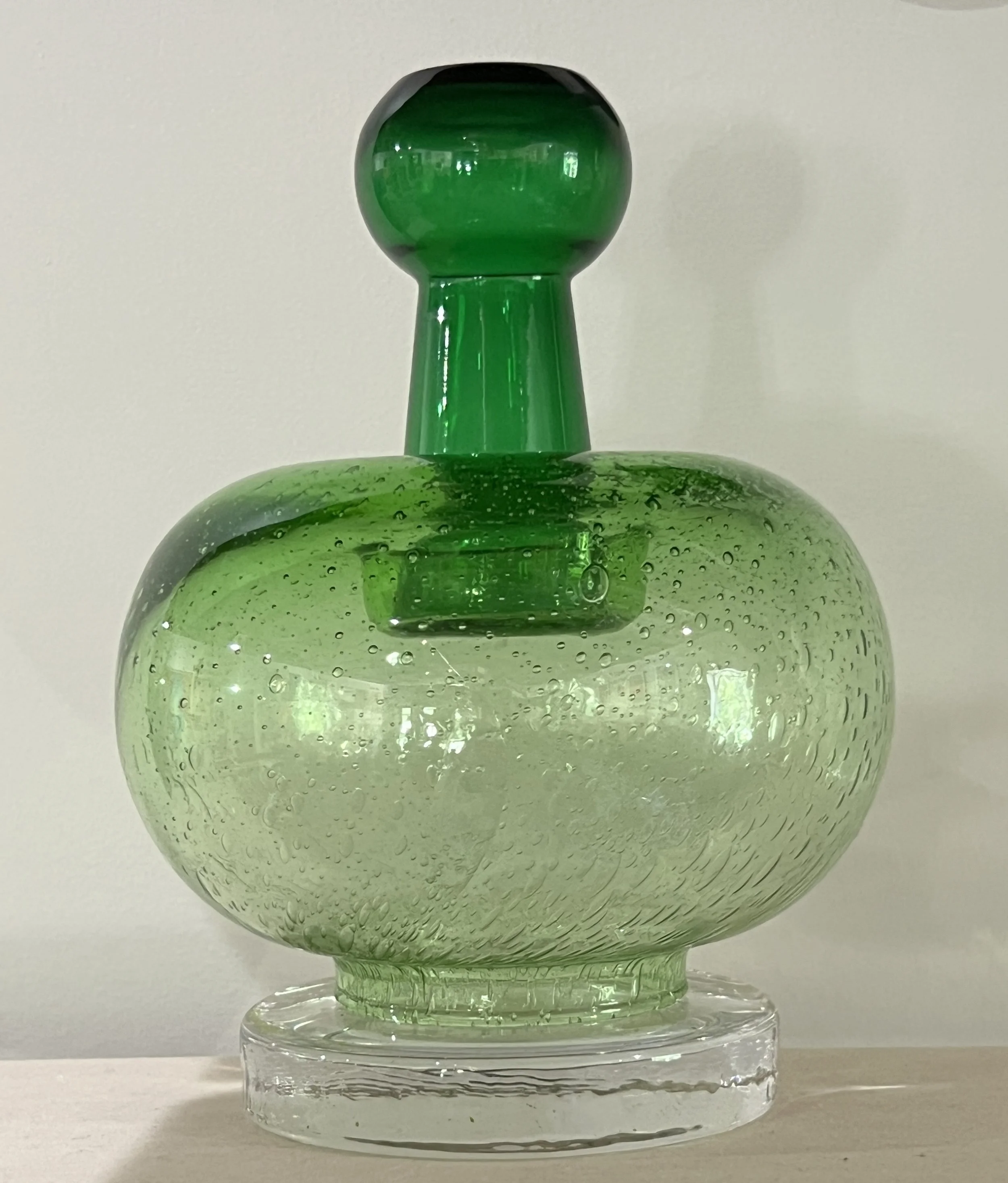 Green Glass Sculpture by Dorris Akers