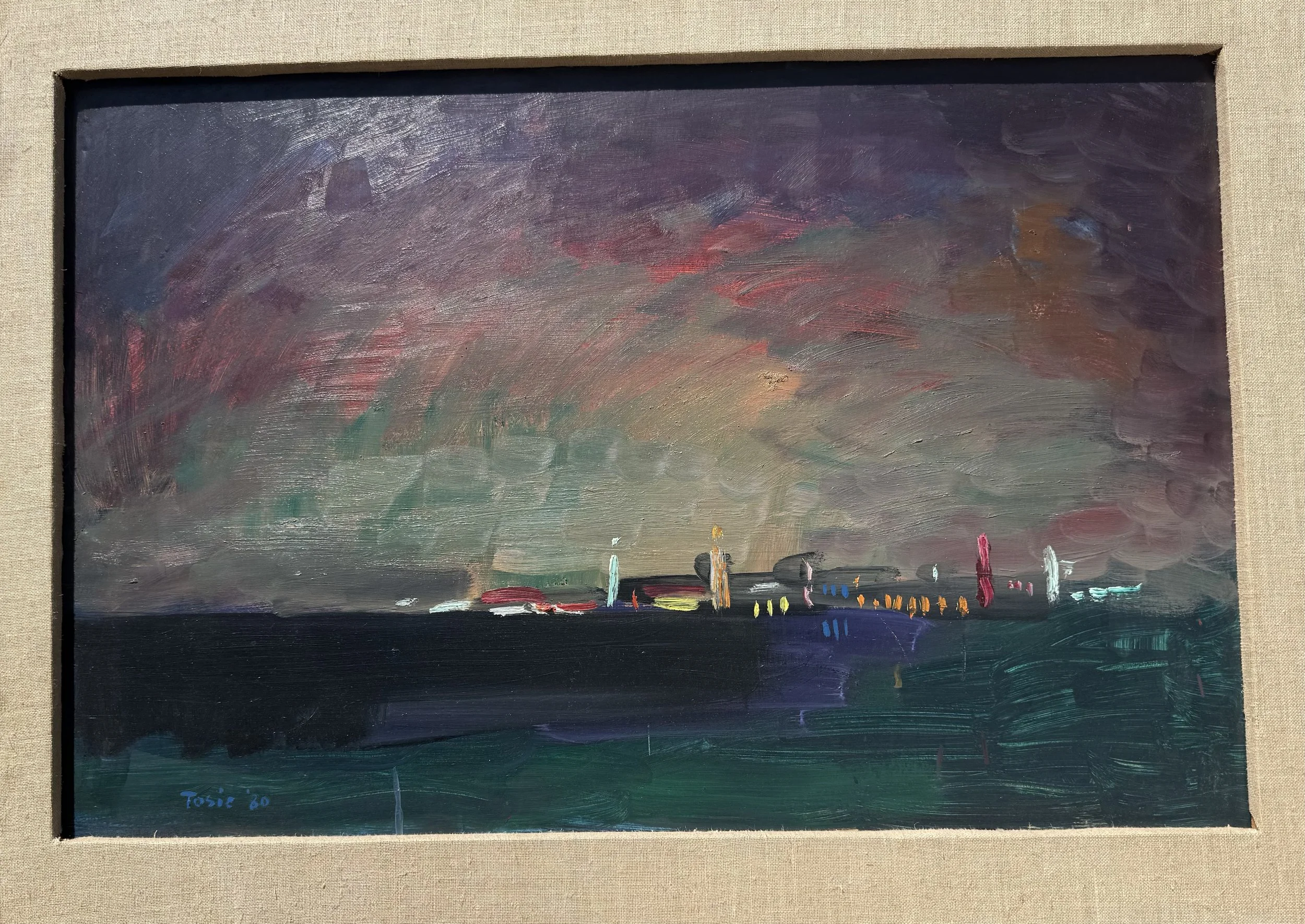 35" x 26" Oil Painting 1970s by Budimir Tosic