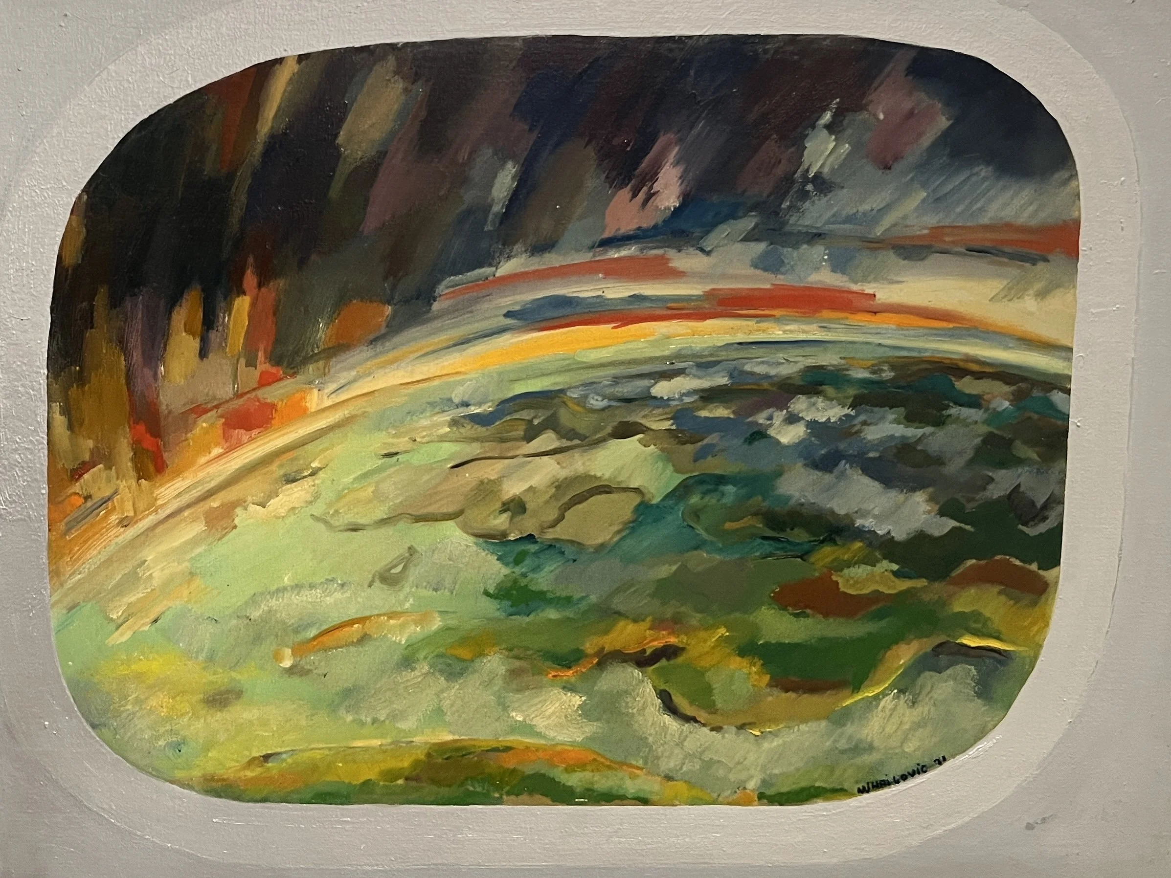 Abstract Painting 1970's by Miodrag Mihailovic