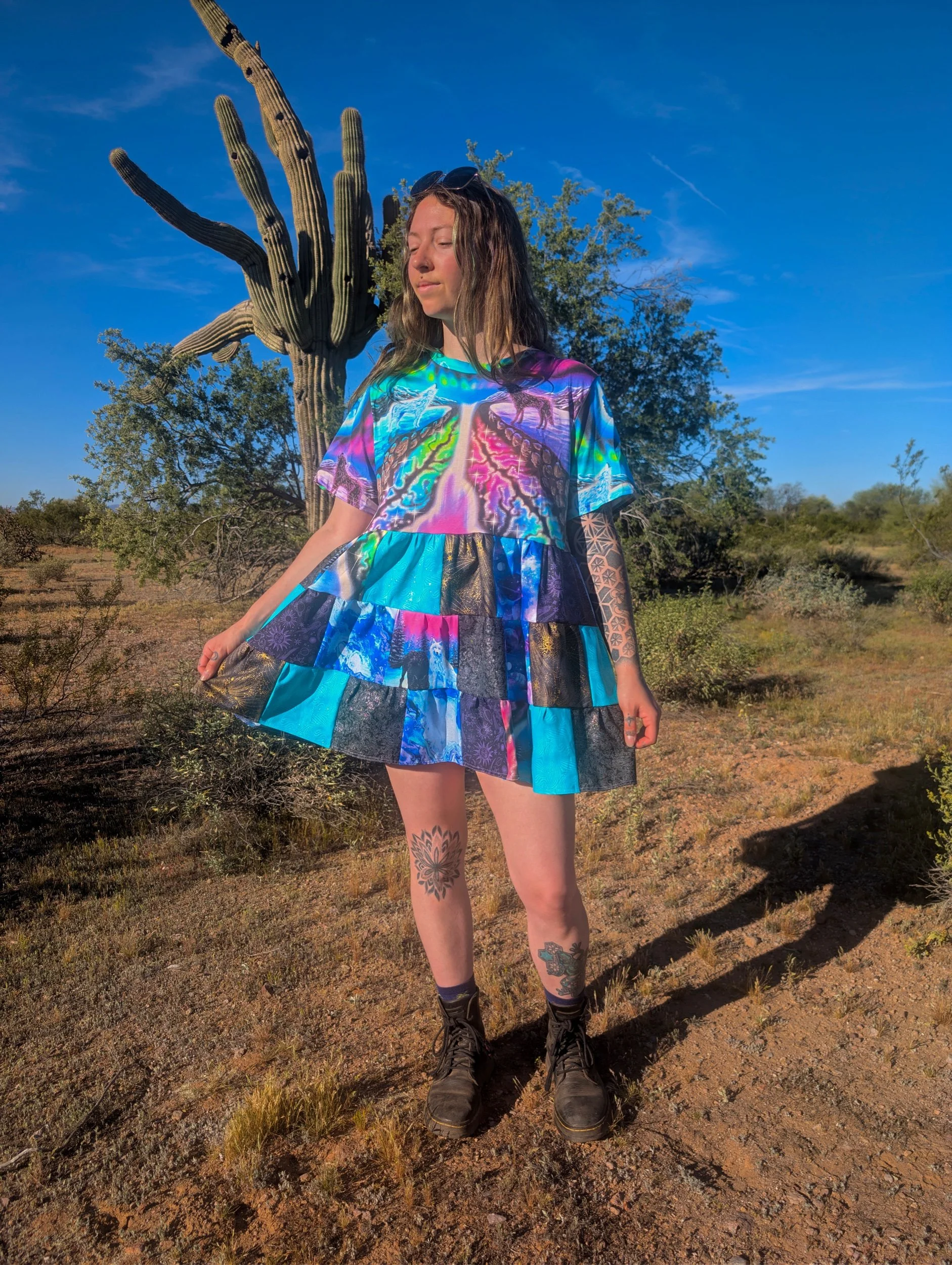 Altered Moon Art Collab Patchwork Dresses