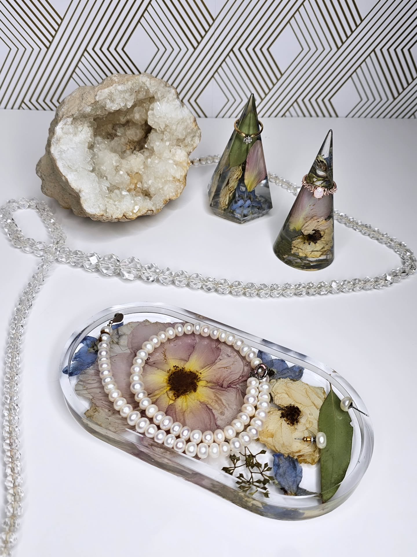 Do you know we also make small gifts? These jewelry trays and ring holders are a perfect addition to match the floating frame. This couple also added a set of coasters to match. 

#meaningfulgifts #floralpreservation #bouquetpreservation #shoplocal