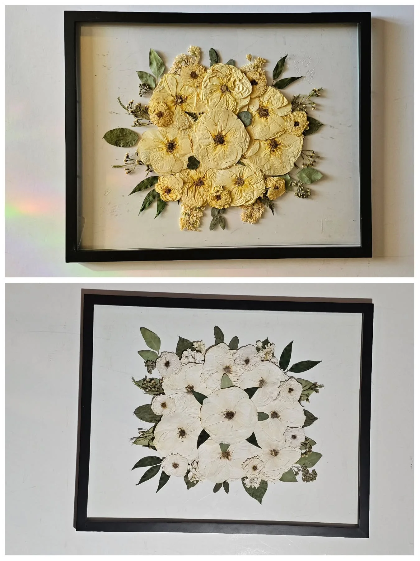 Color Correction can make all the difference in your piece. Whites are some of the hardest to get to keep their color. No worries, I can correct them back to their former glory. Up to 3 pressed flowers included with any booking. 

I can also color co