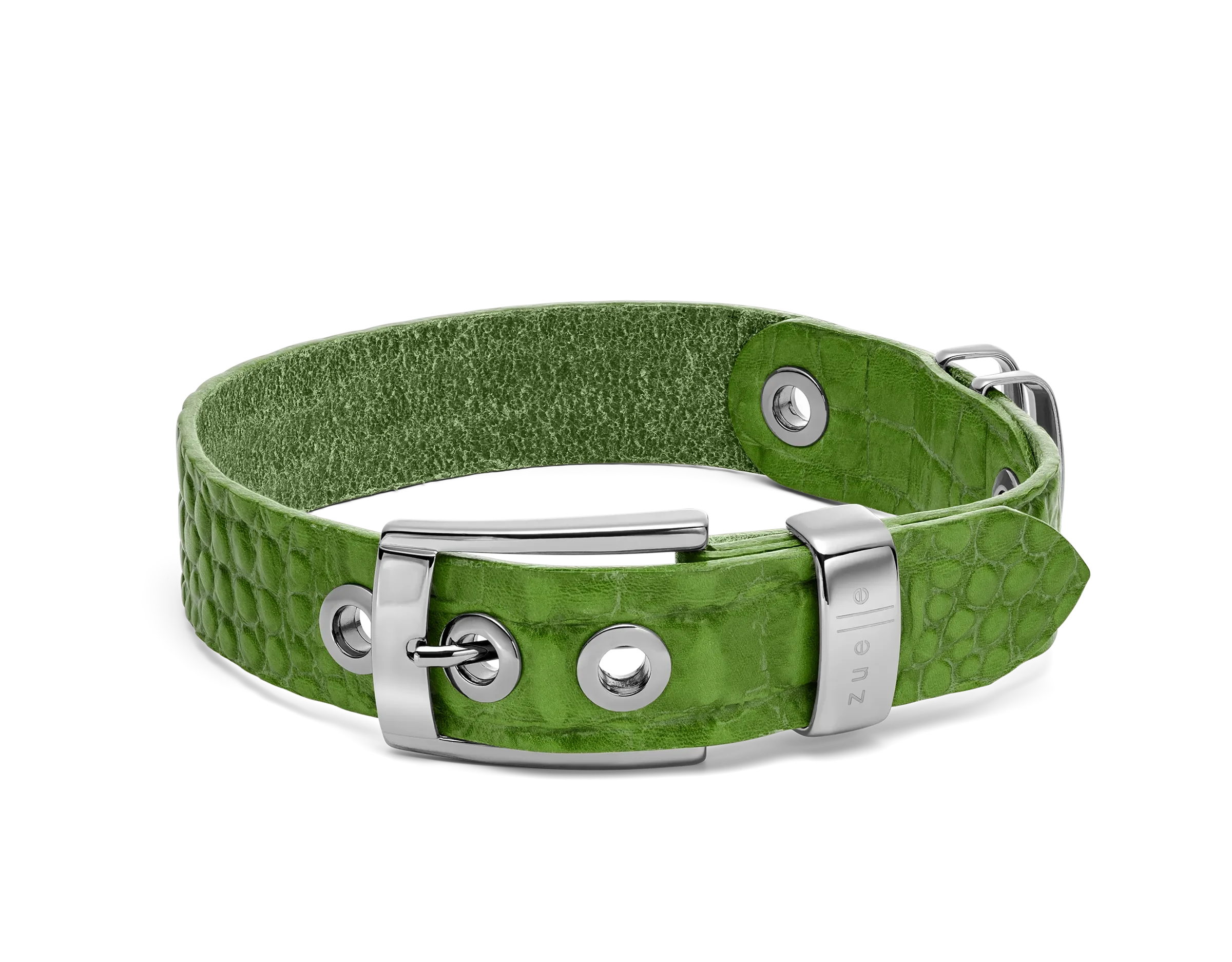 Leder-Hundehalsband «Leonardo» reptilstruktur, tanne