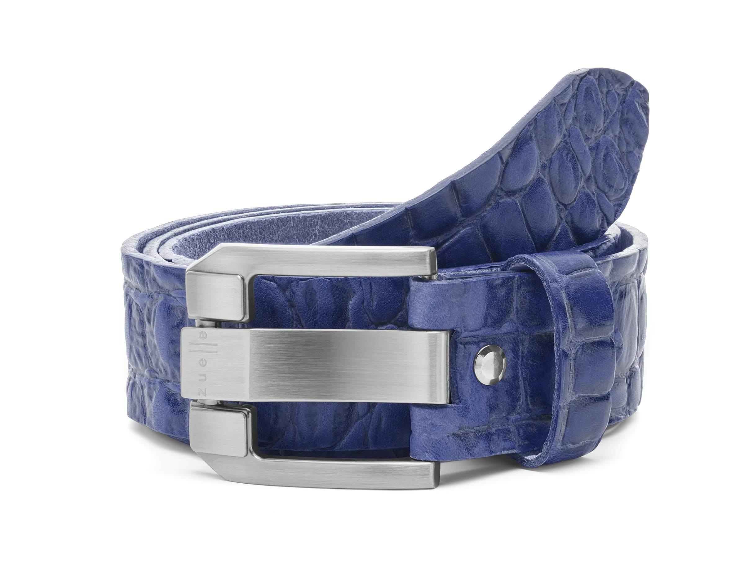 Ledergürtel «Dino» Navy mit Reptilmuster