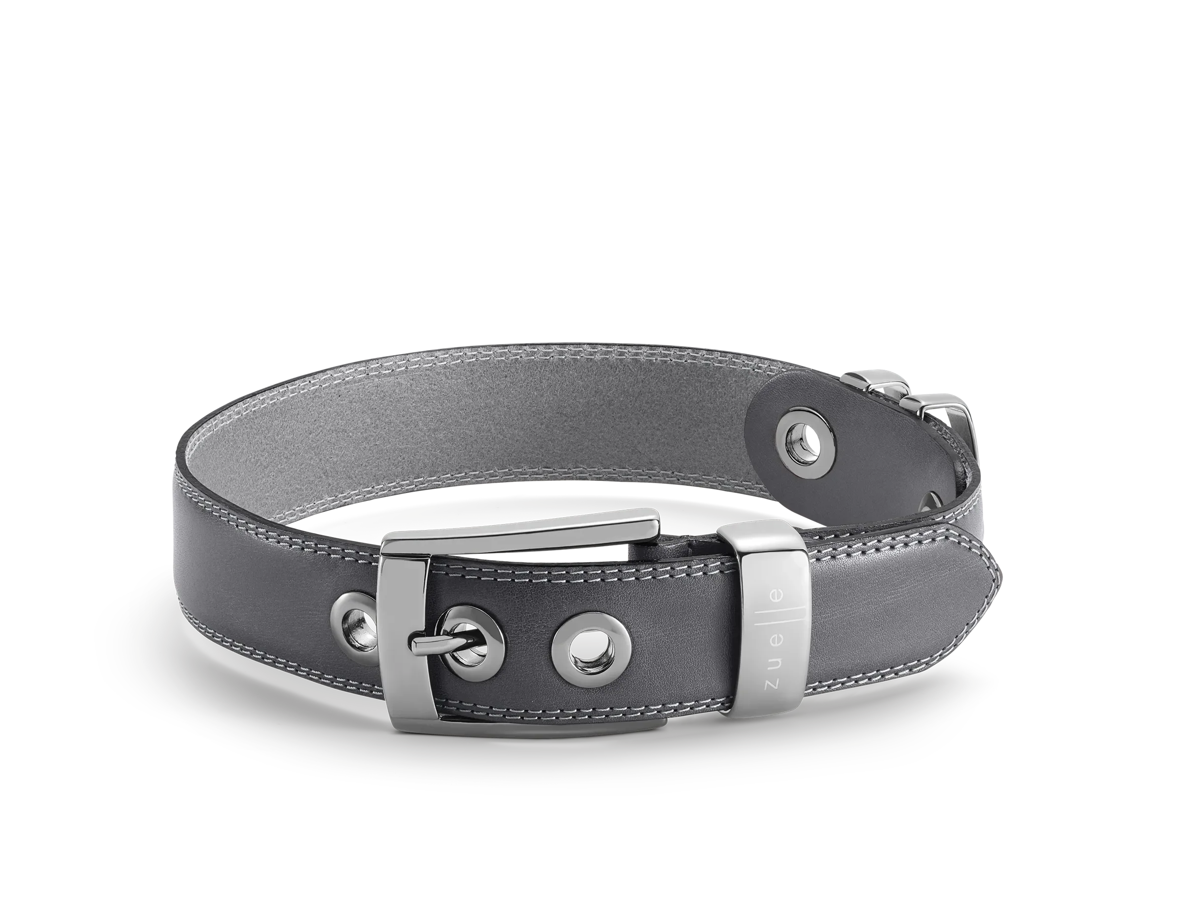 Leder-Hundehalsband «Edoardo» grau
