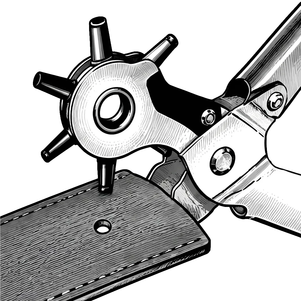 Illustration eines Nähmaschinen-Equipments mit mehreren Nadelstangen und einer Holzplatte als Untergrund.