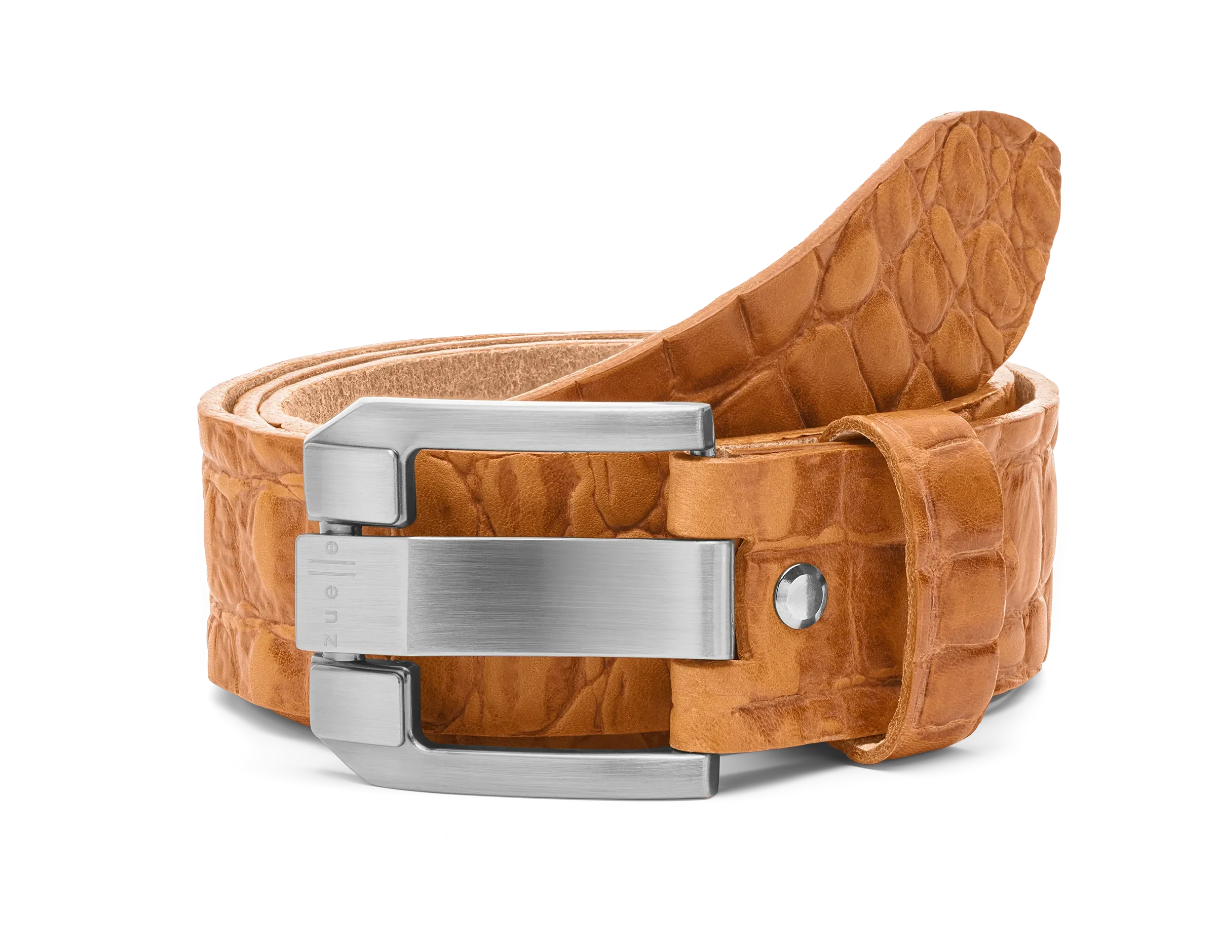 Ledergürtel «Dino» Cognac mit Reptilmuster